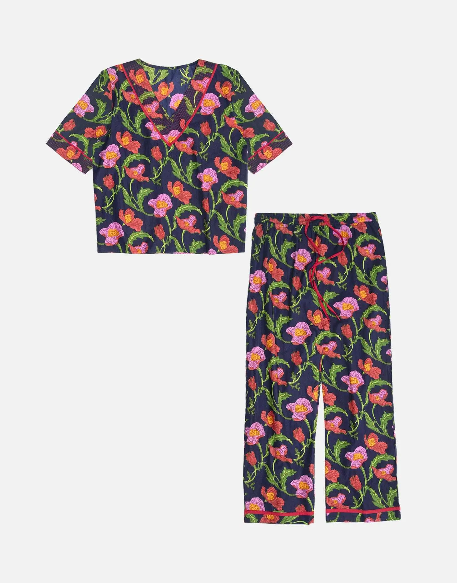 Midnight Sweetpea Women's Floral Cotton Pyjama Trouser Set - Image 7