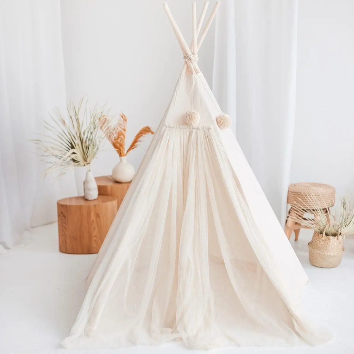 Ecru Fairy Kids Play Tent with Tulle - Image 10