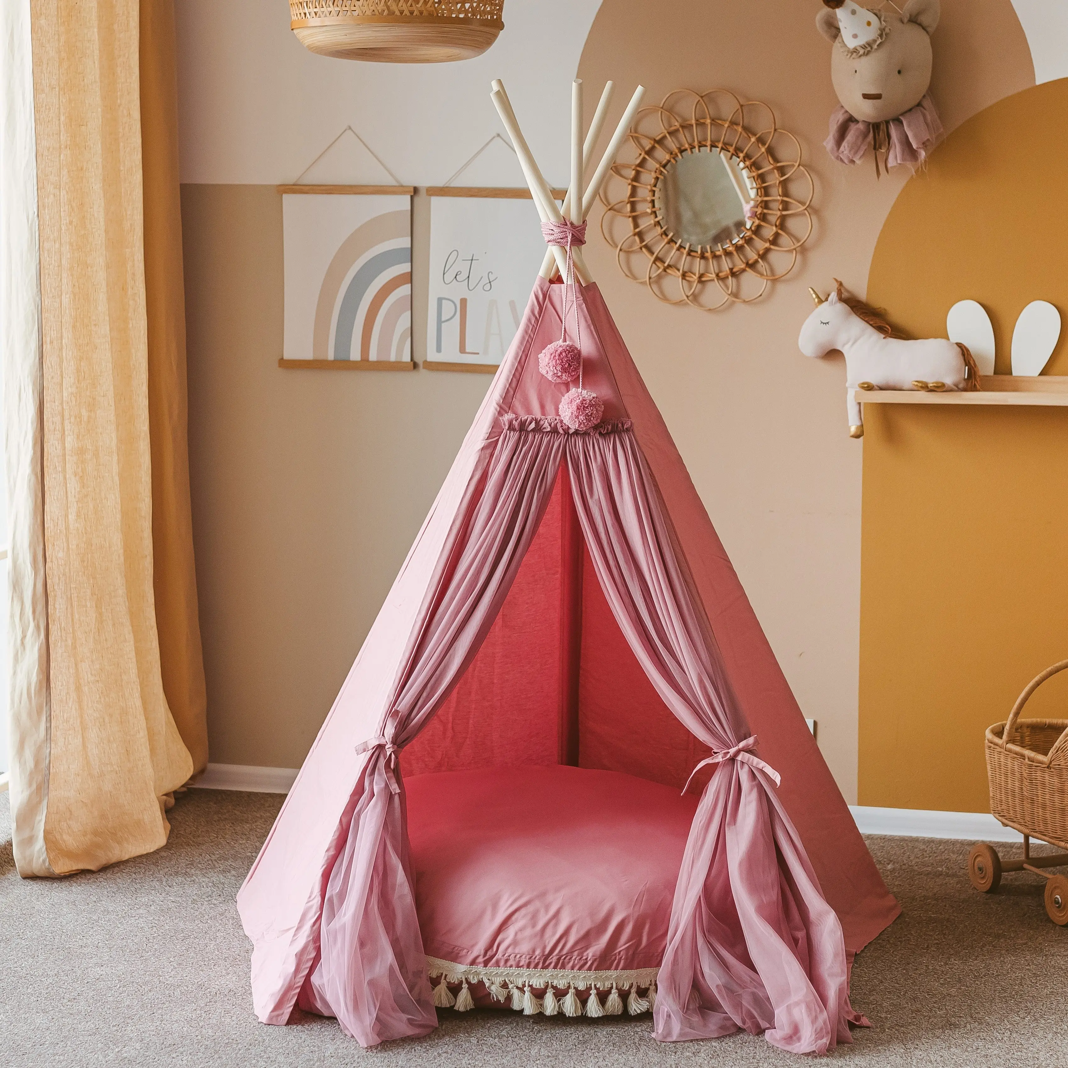 Rose Fairy Kids Play Tent with Tulle - Image 3