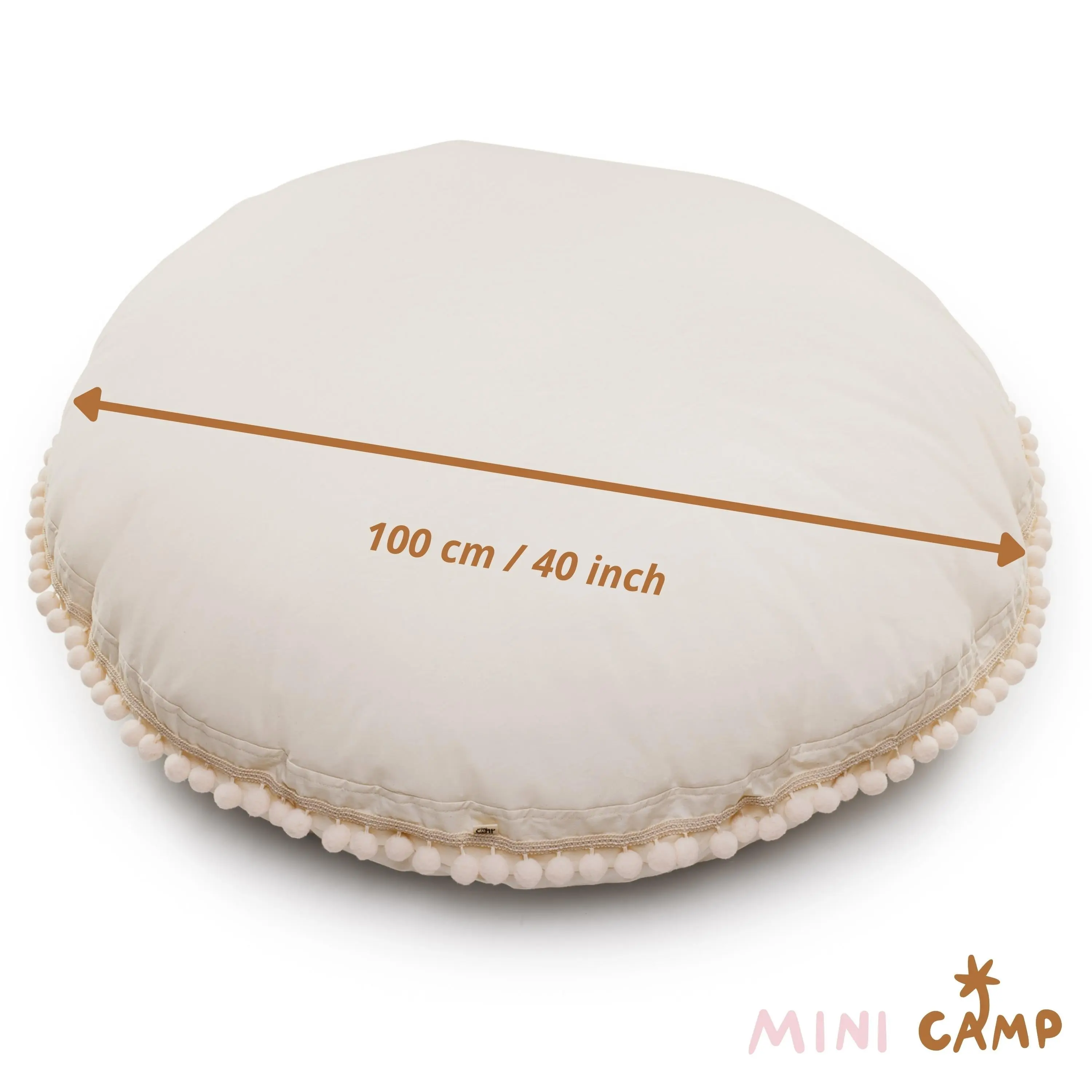 Ecru Large Floor Cushion with Pom Poms - Image 4