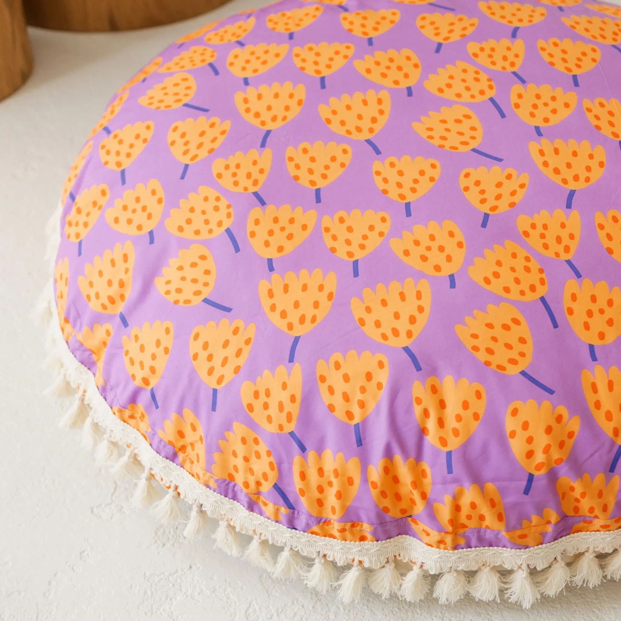 Large Kids Floor Cushion in Vibrant Tulip Pattern - Image 6
