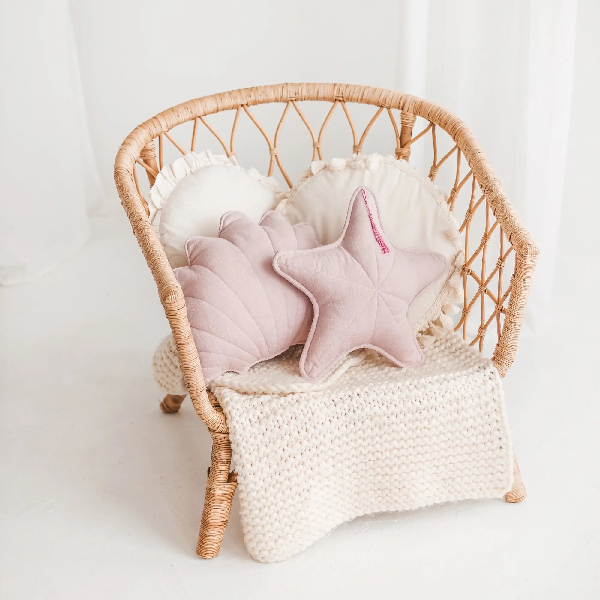 Linen Sea Star Pillow – Pink Throw Pillow for Coastal & Beach Decor - Image 3