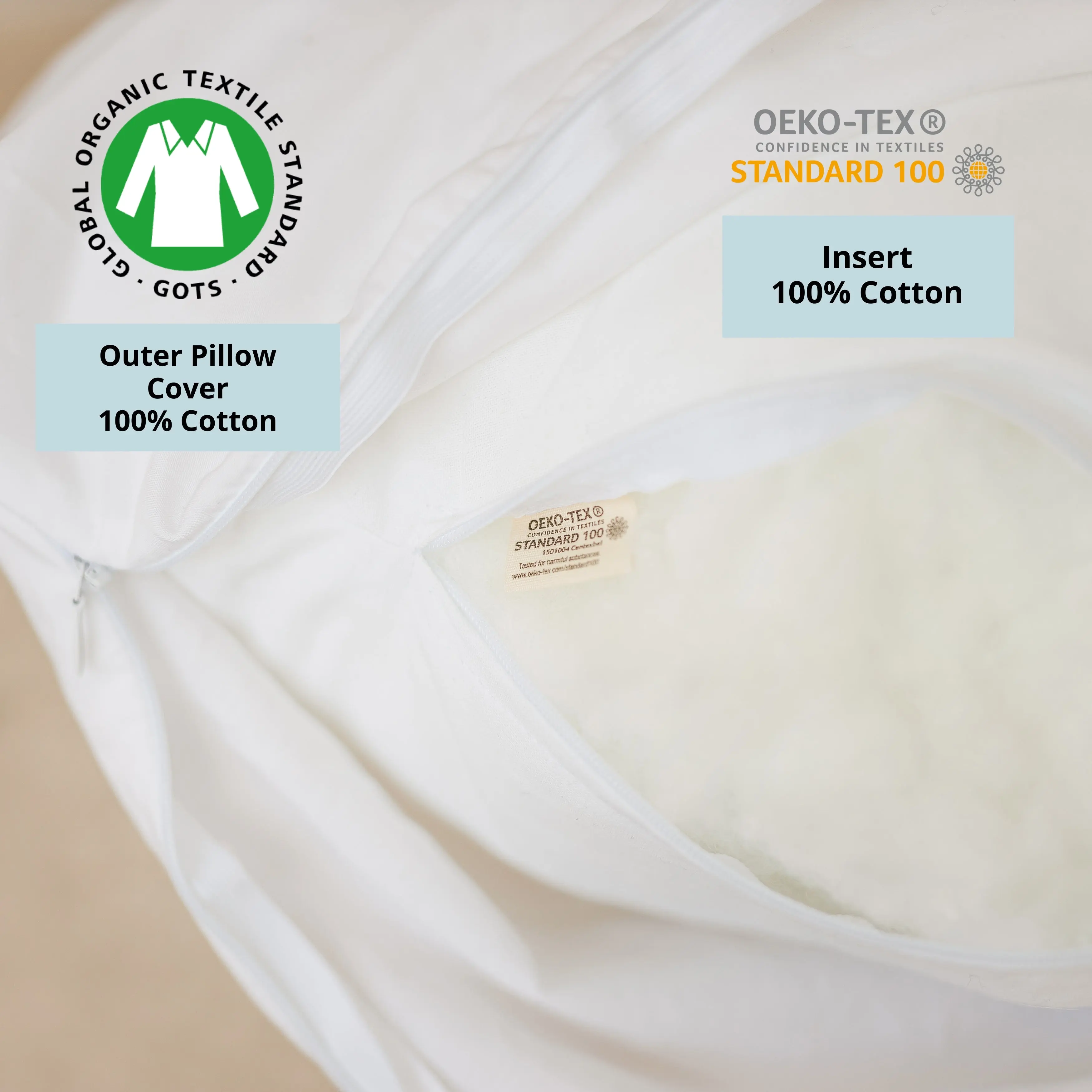 U-Shaped Body Pillow with Organic Cover in White | Kapok or PES Filling - Image 6