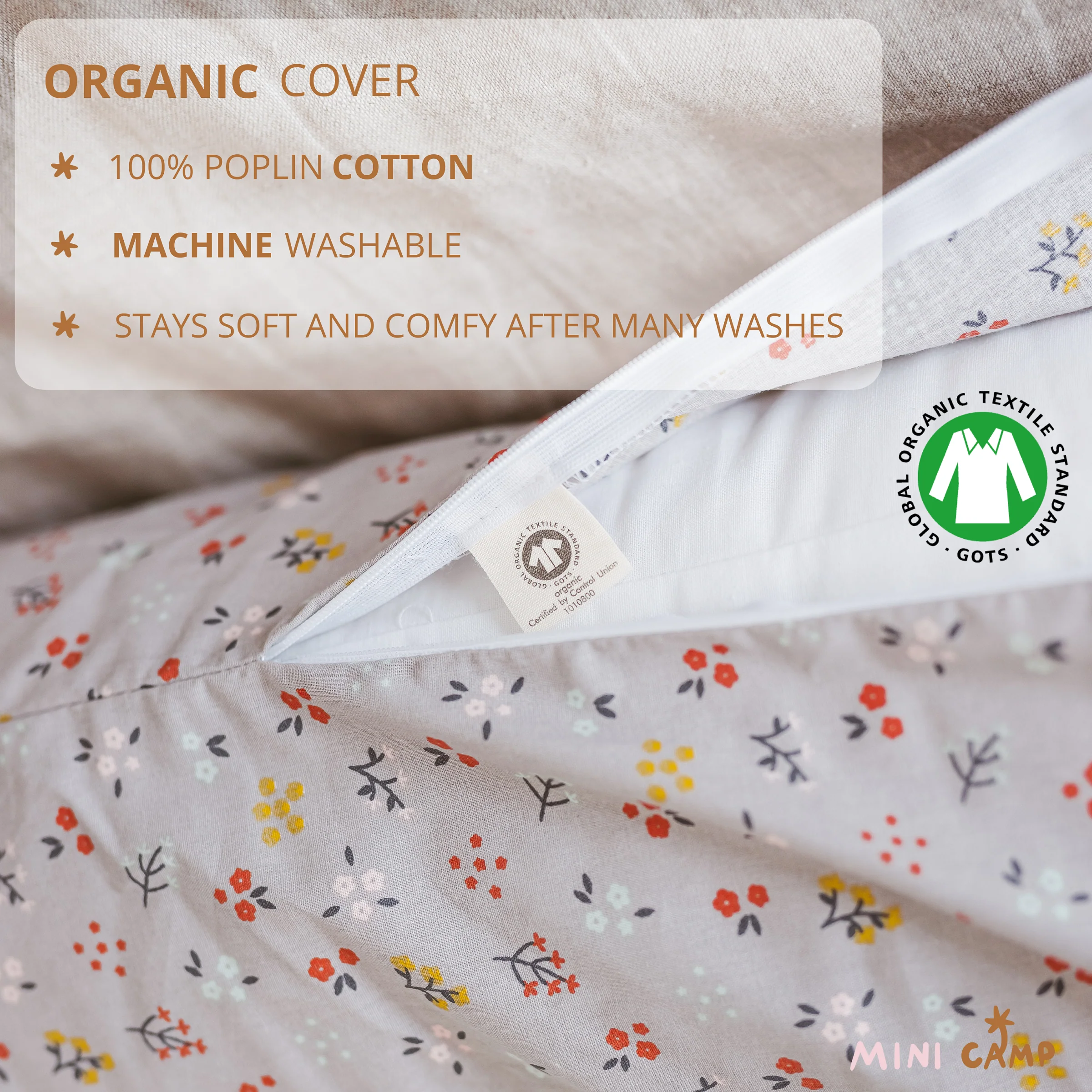 U-Shaped Pregnancy Pillow with Organic Cover in Grey | Kapok or PES Filling - Image 3