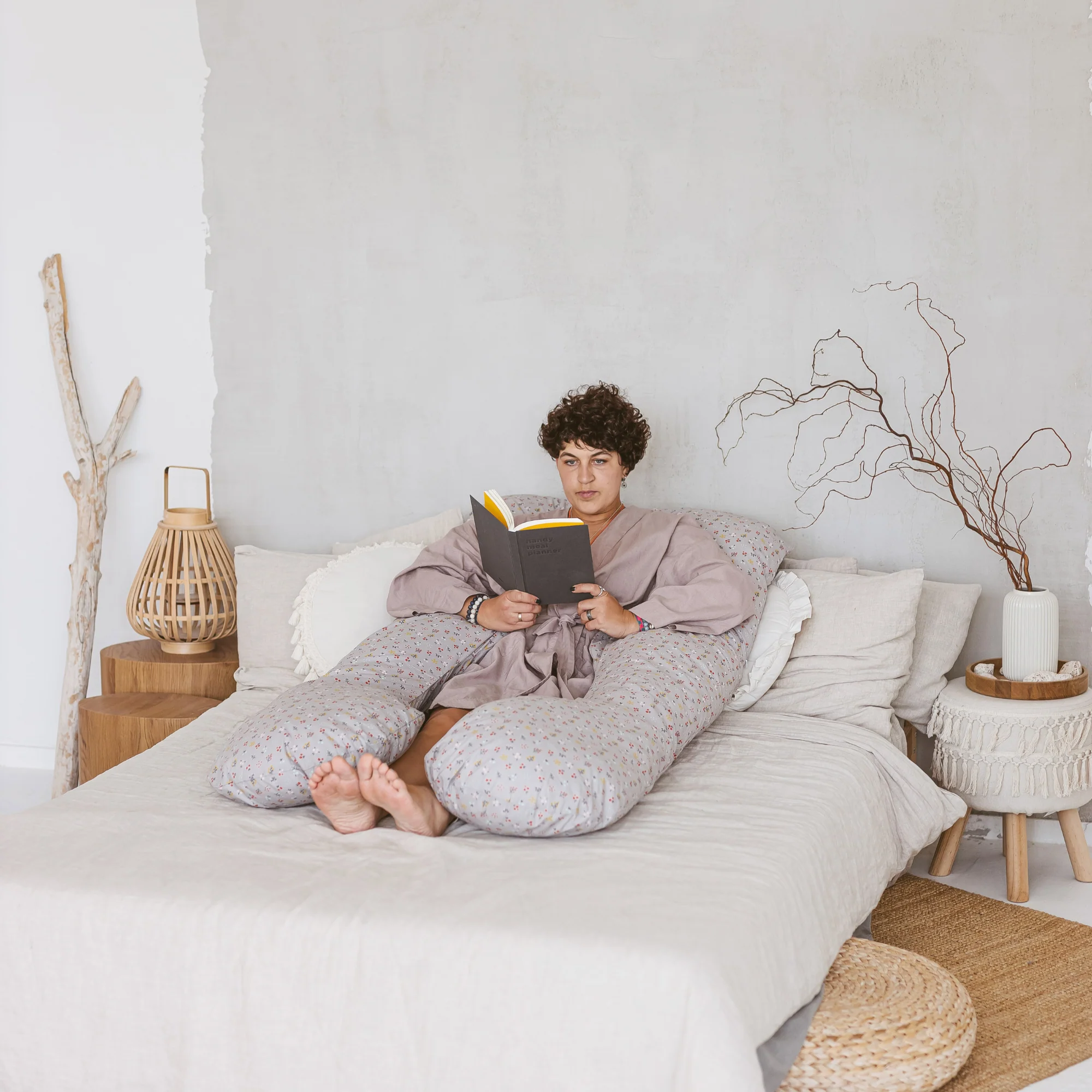 U-Shaped Pregnancy Pillow with Organic Cover in Grey | Kapok or PES Filling - Image 5