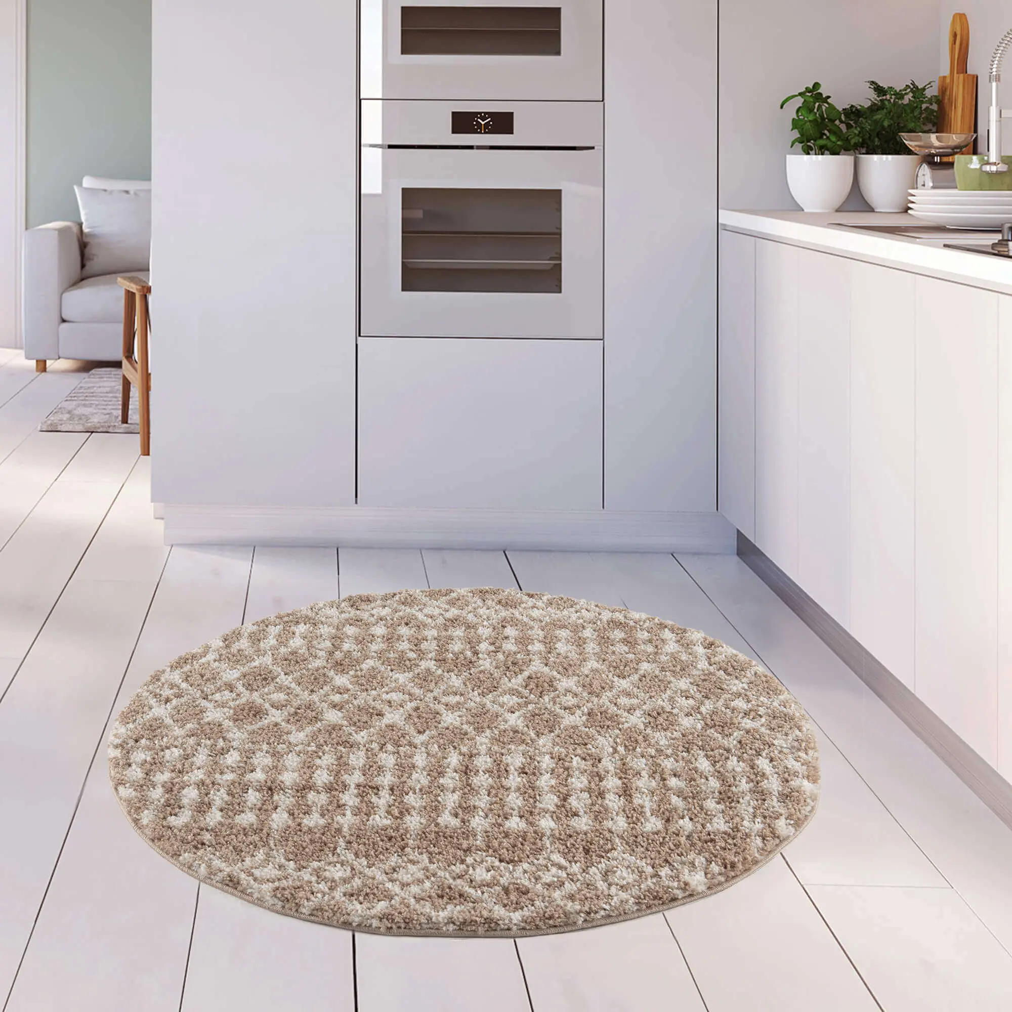 Moroccan Beige Shaggy Rug | 1020 - Image 14