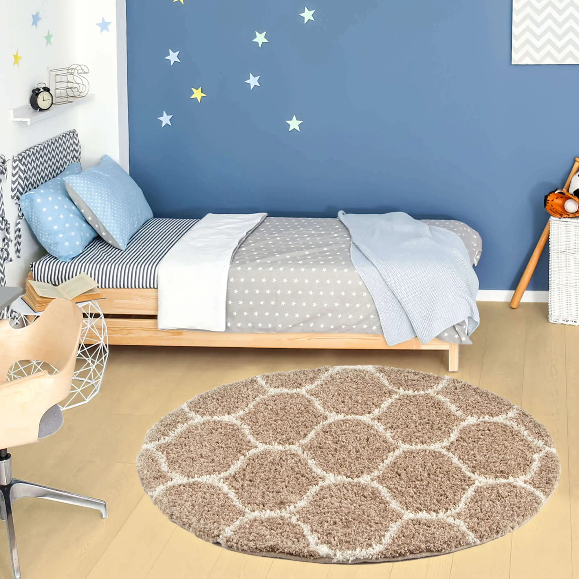 Moroccan Beige Shaggy Rug | 620 - Image 20