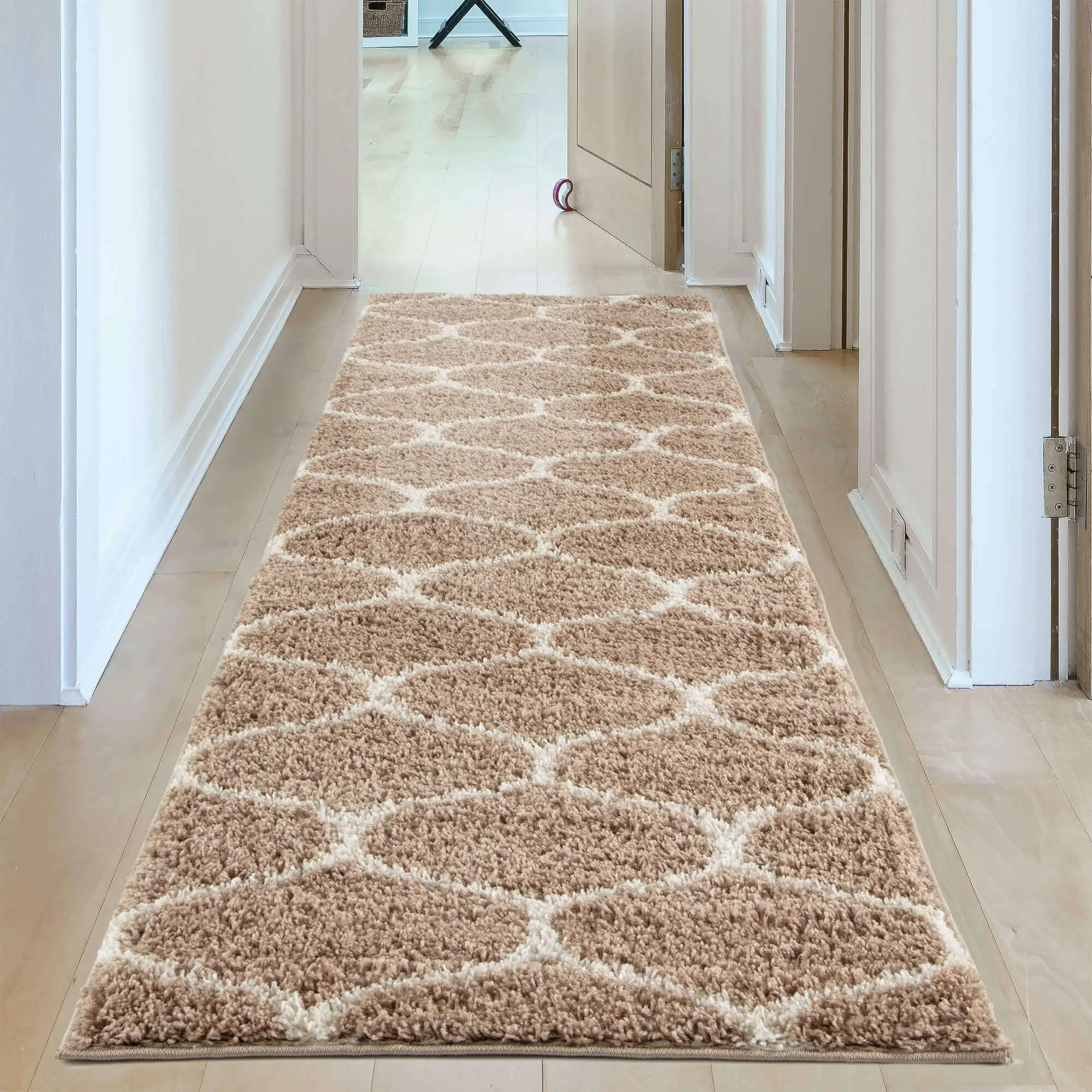 Moroccan Beige Shaggy Rug | 620 - Image 23