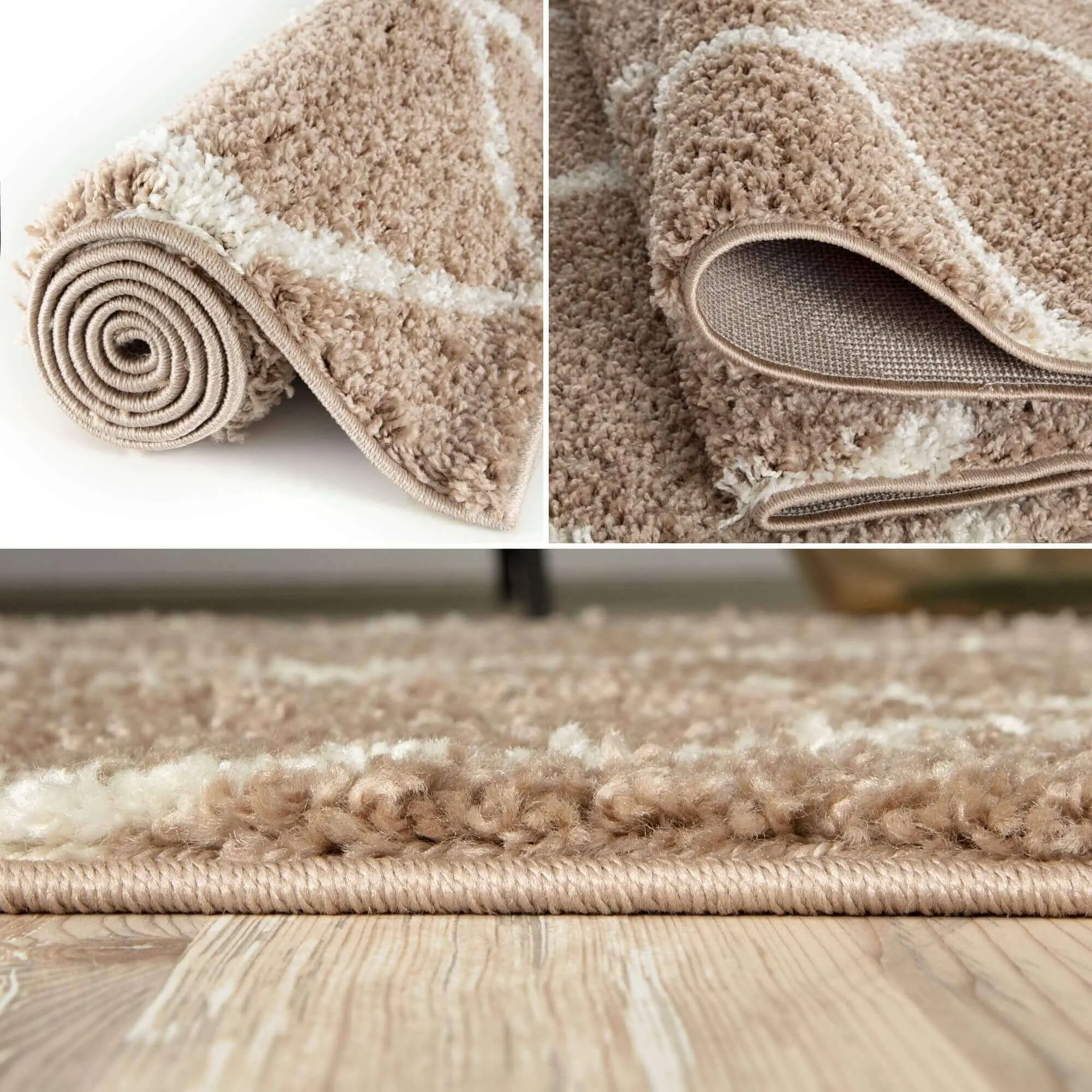 Moroccan Beige Shaggy Rug | 620 - Image 3