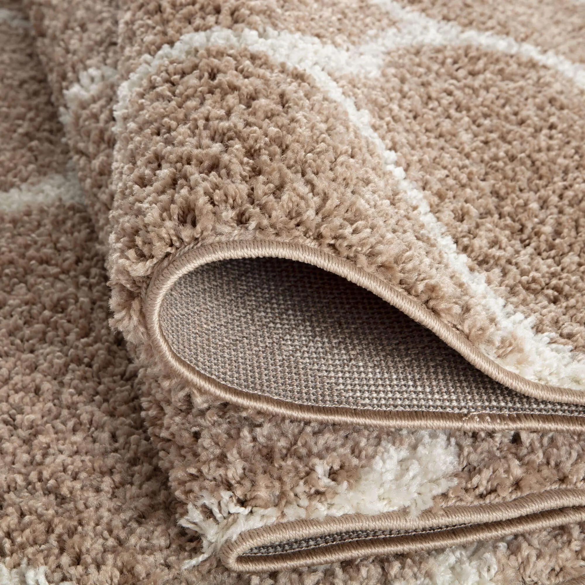 Moroccan Beige Shaggy Rug | 620 - Image 4