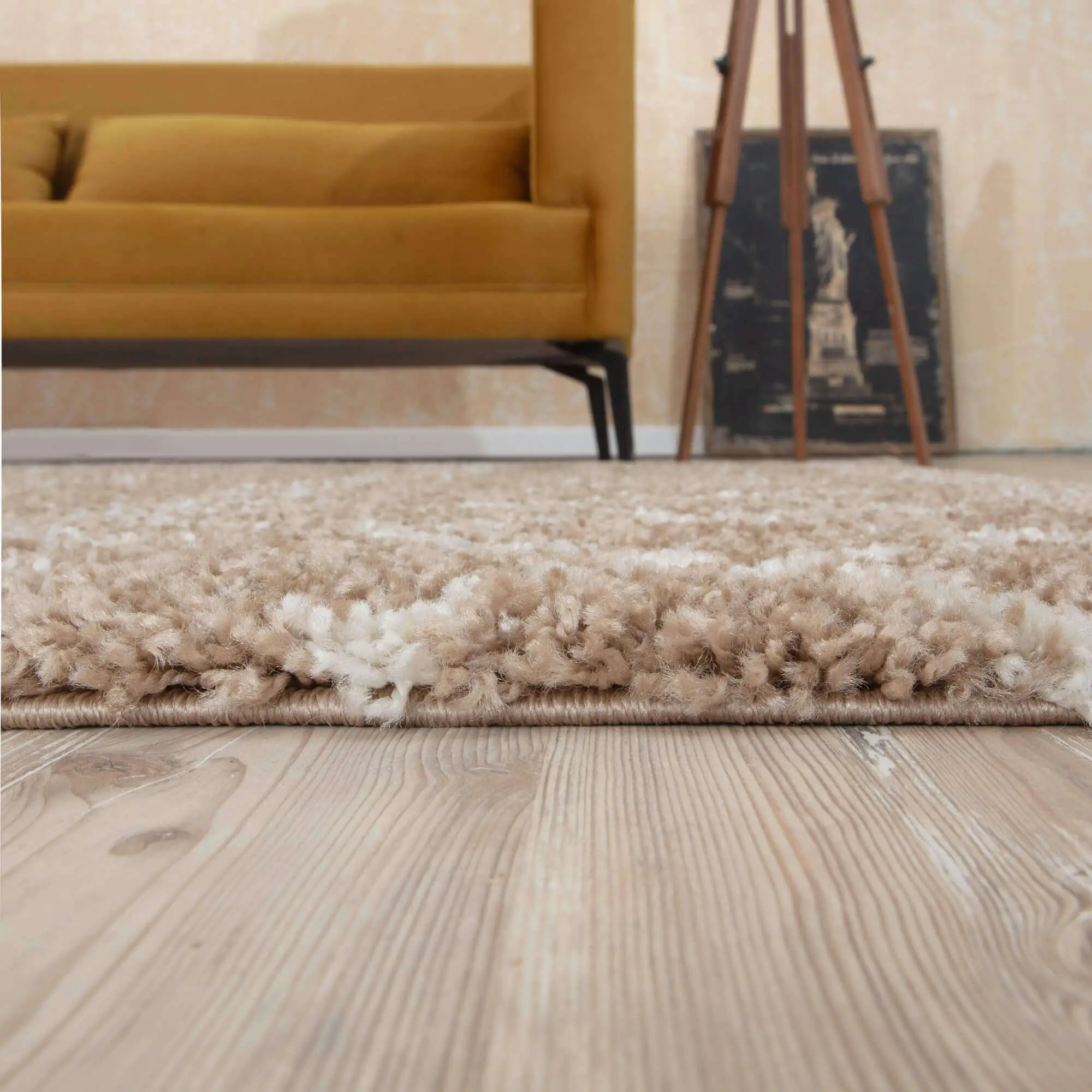 Moroccan Beige Shaggy Rug | 920 - Image 3
