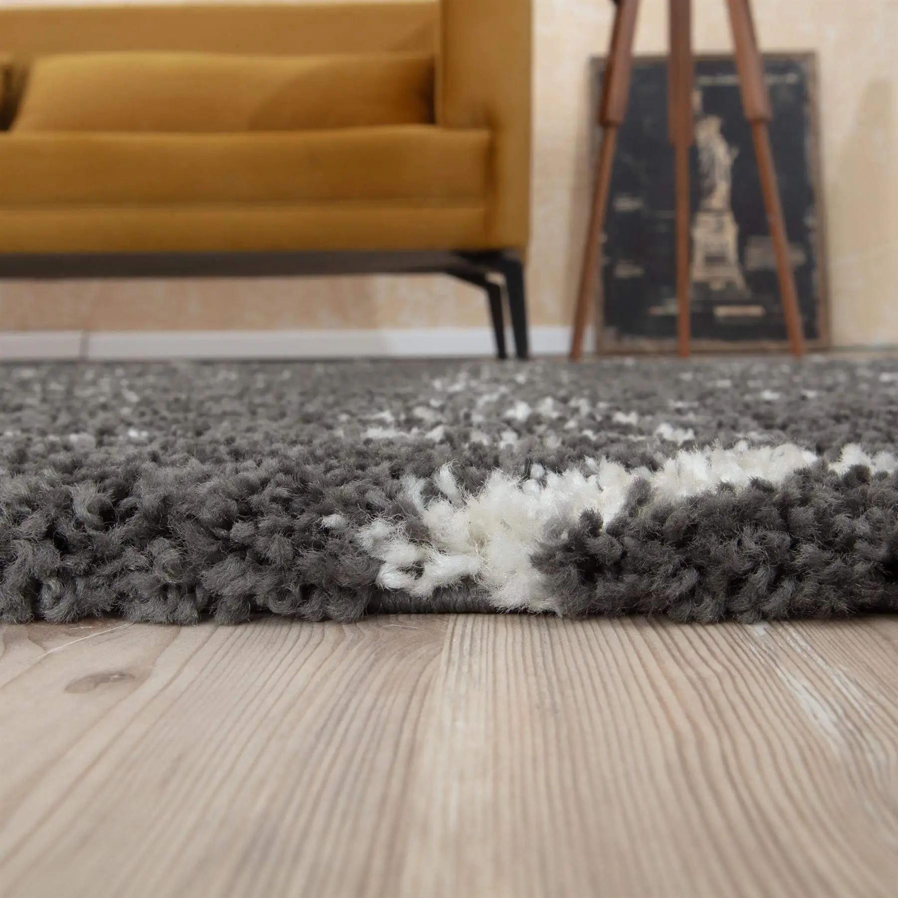 Moroccan Dark Grey Shaggy Rug | 1040 - Image 6
