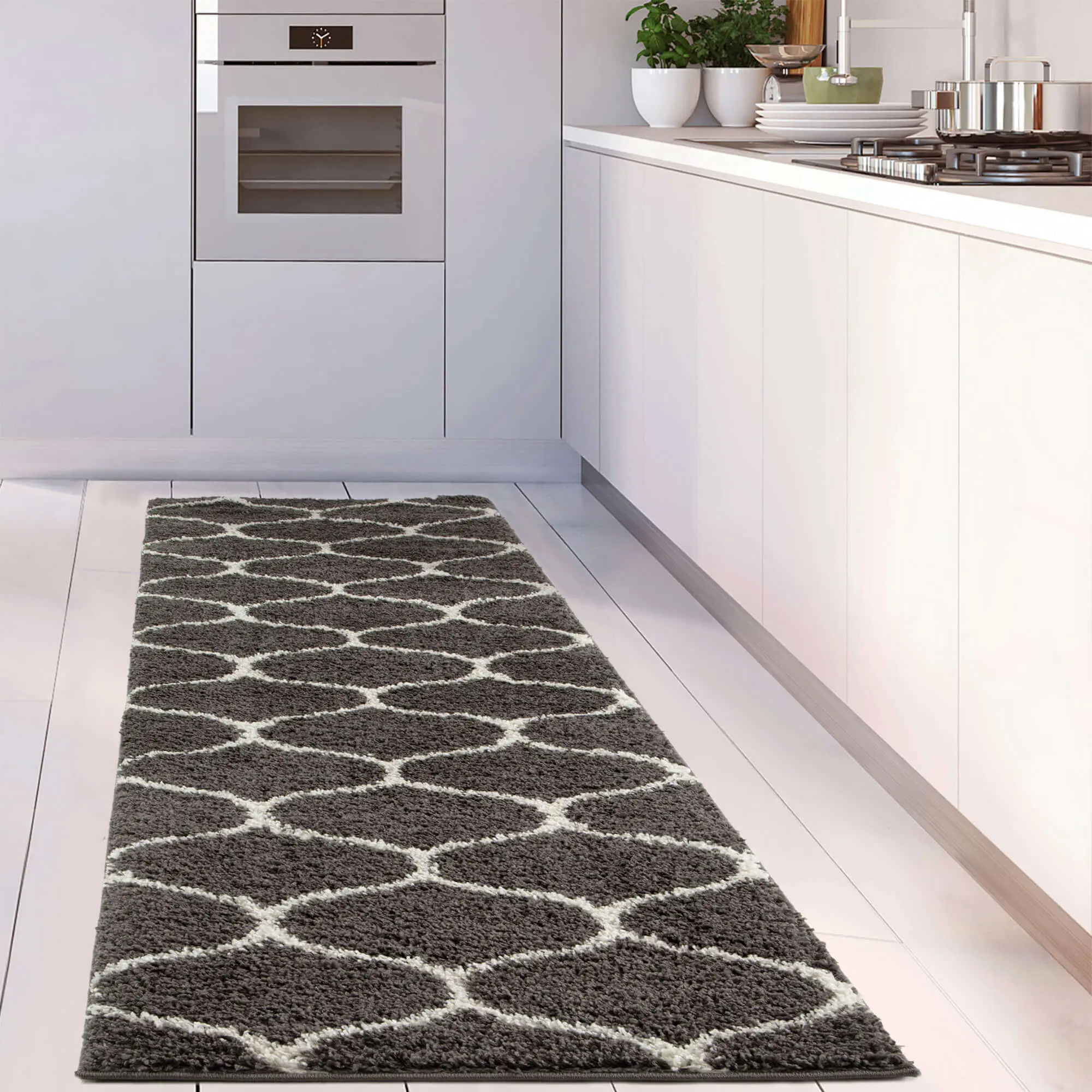 Moroccan Dark Grey Shaggy Rug | 640 - Image 15