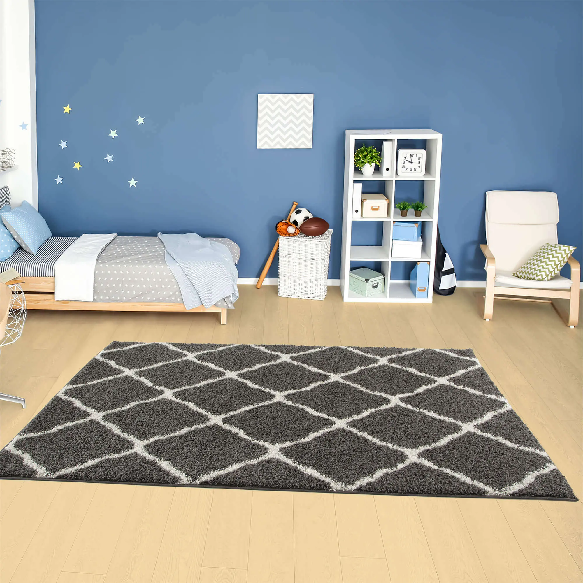 Moroccan Dark Grey Shaggy Rug | 740 - Image 13