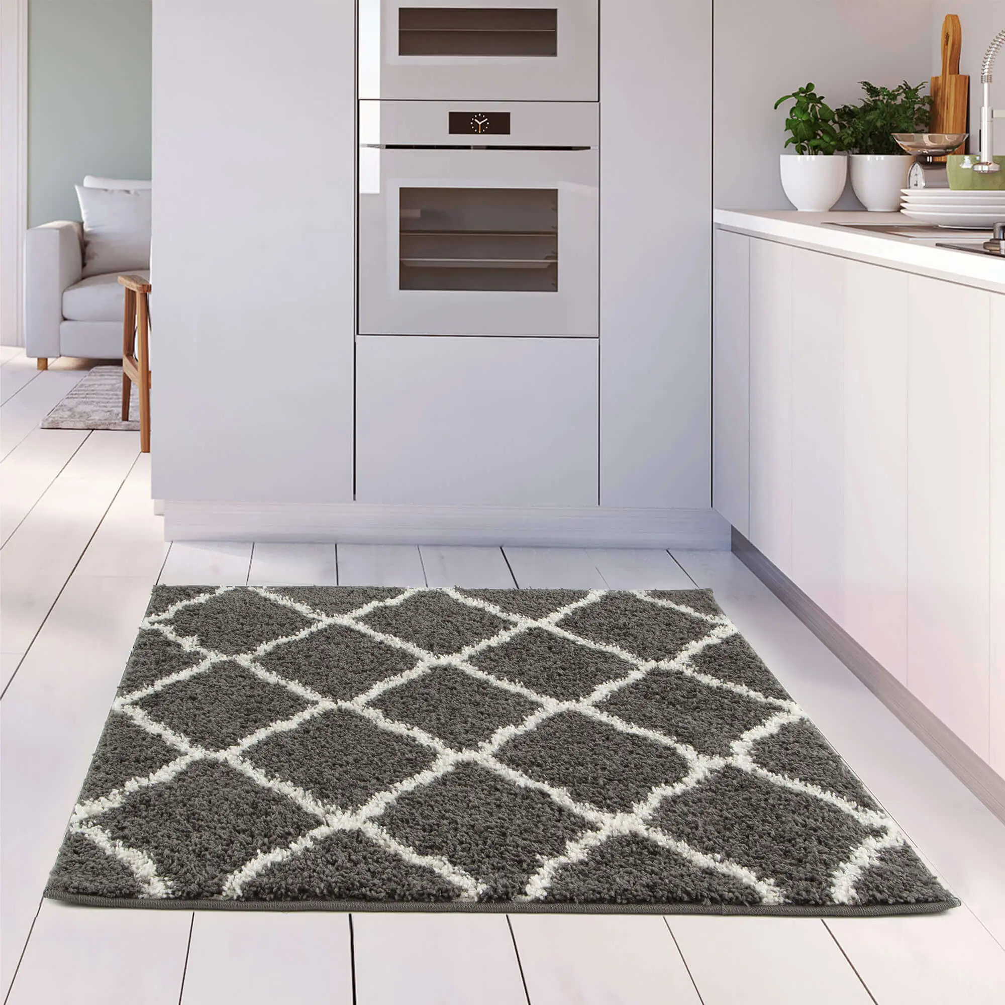 Moroccan Dark Grey Shaggy Rug | 740 - Image 20