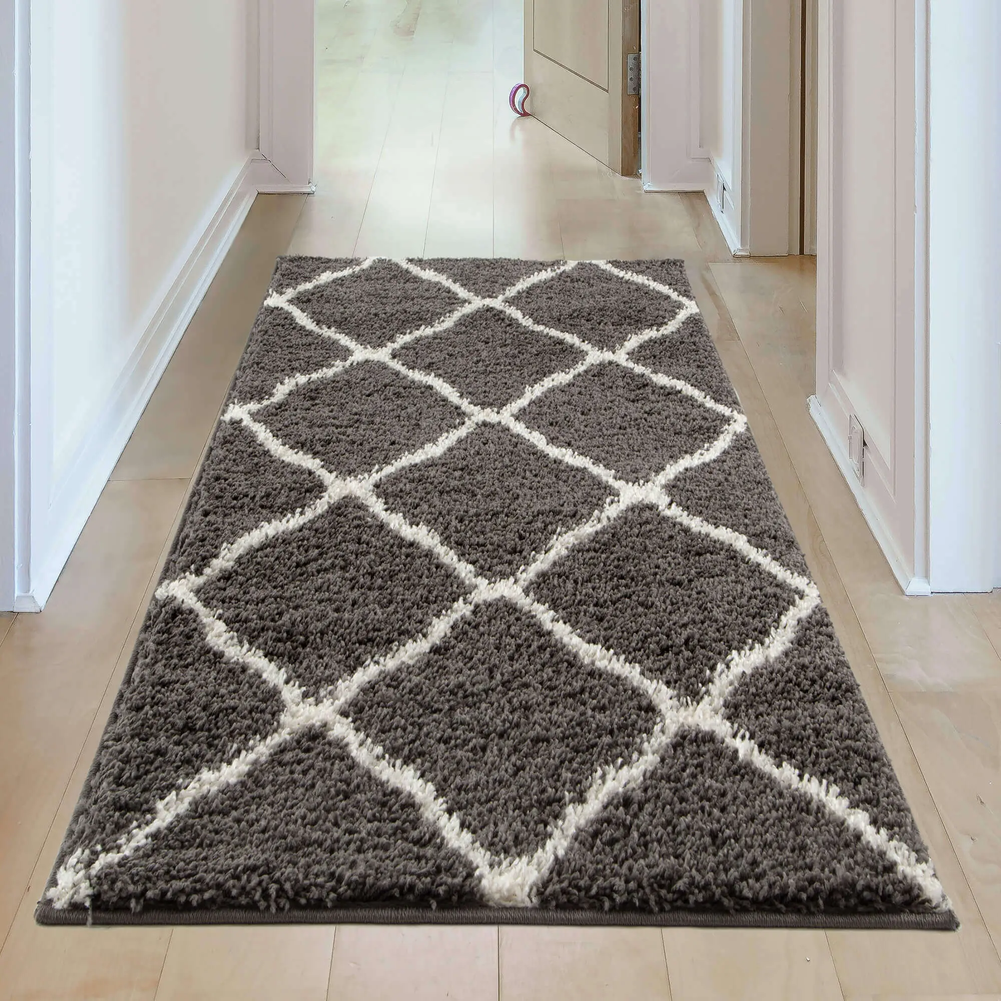Moroccan Dark Grey Shaggy Rug | 740 - Image 24