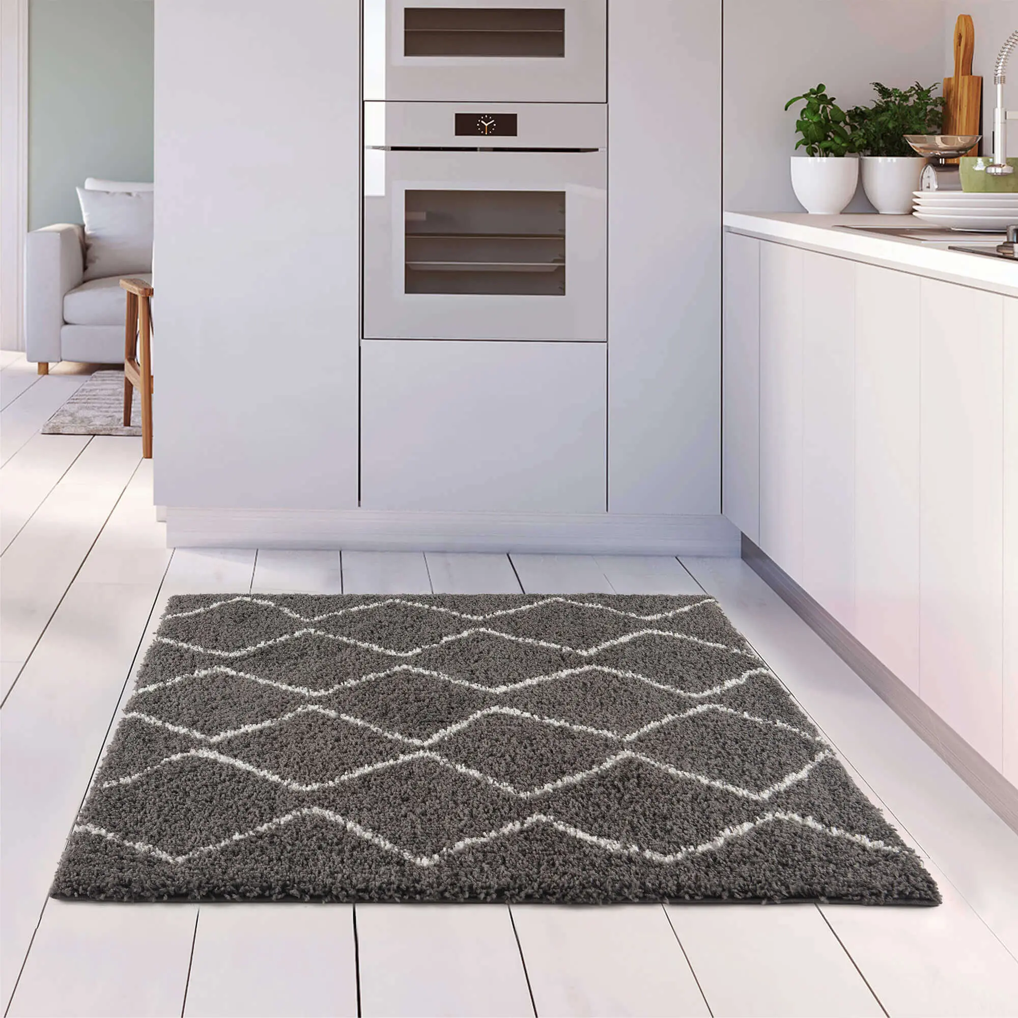 Moroccan Dark Grey Shaggy Rug | 840 - Image 20
