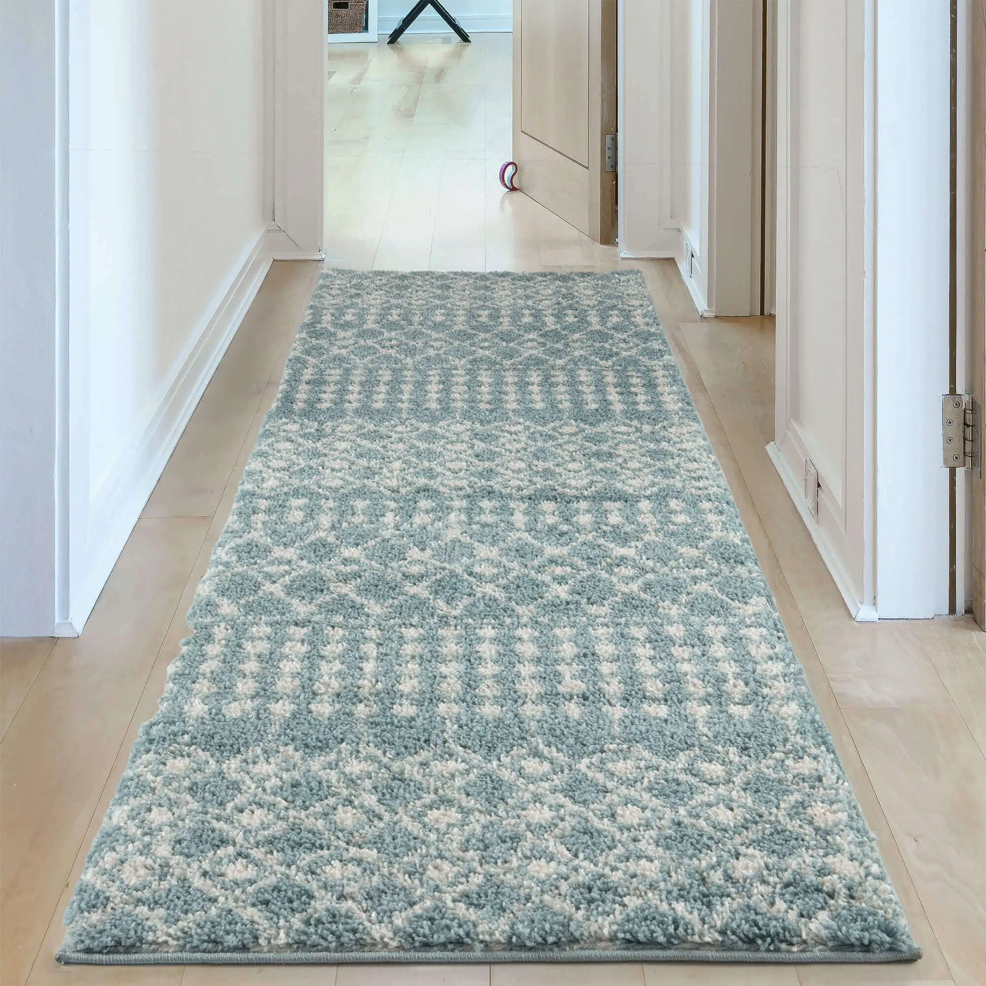 Moroccan Duck Egg Blue Shaggy Rug | 1050 - Image 20