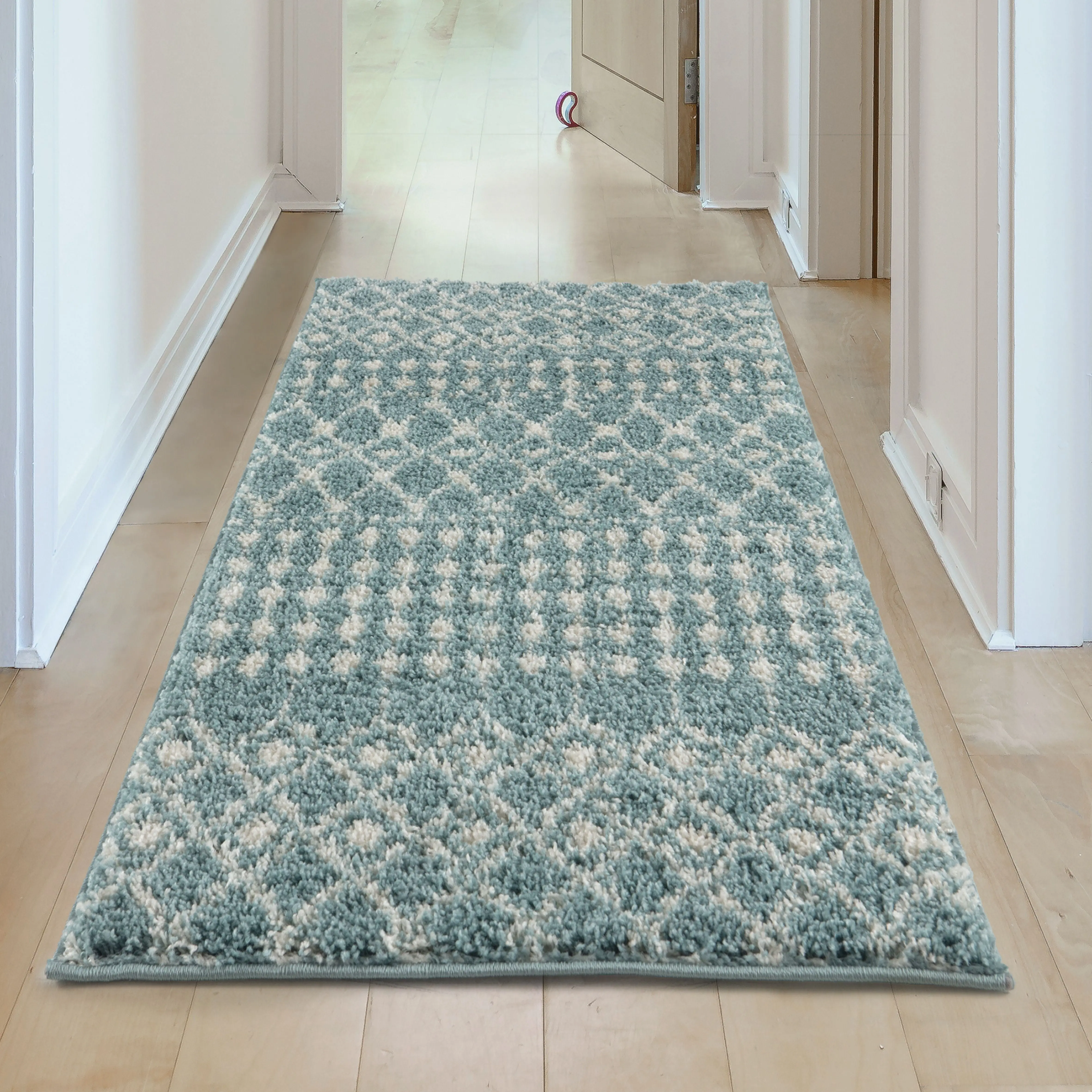 Moroccan Duck Egg Blue Shaggy Rug | 1050 - Image 24