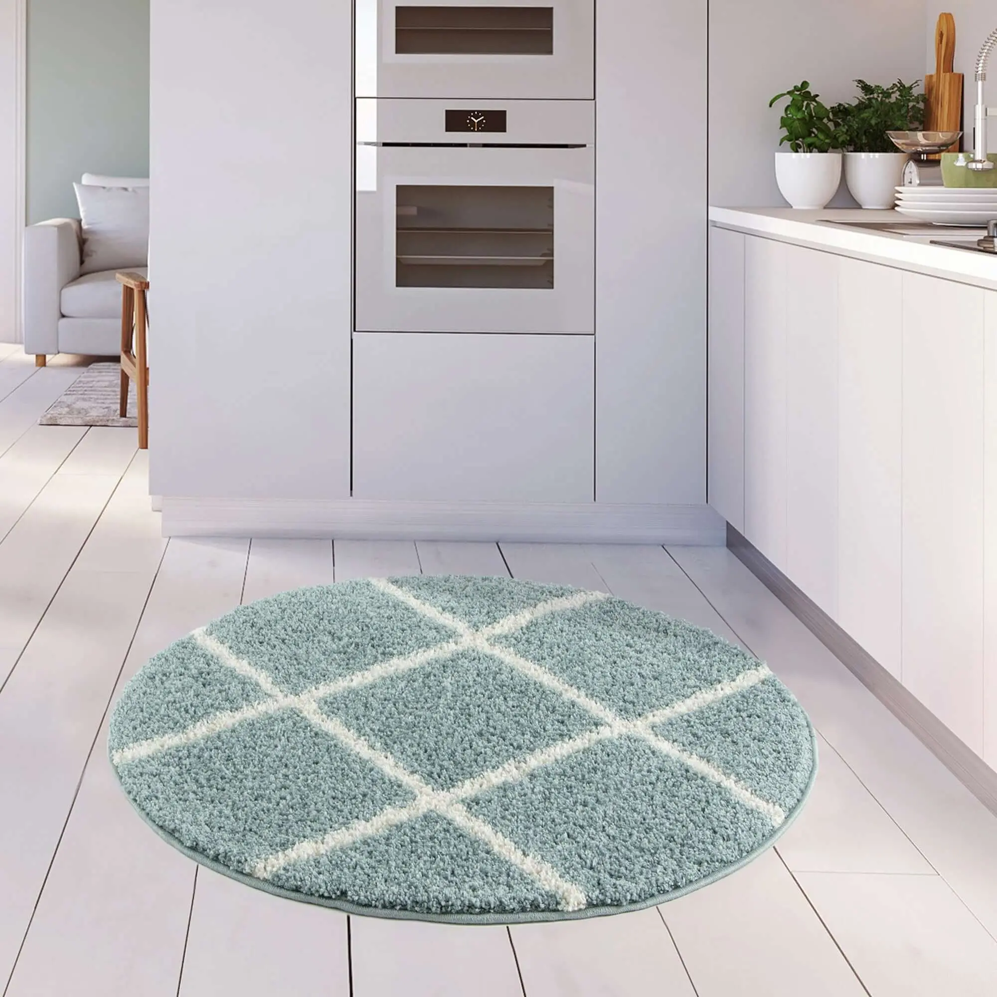 Moroccan Duck Egg Blue Shaggy Rug | 550 - Image 19