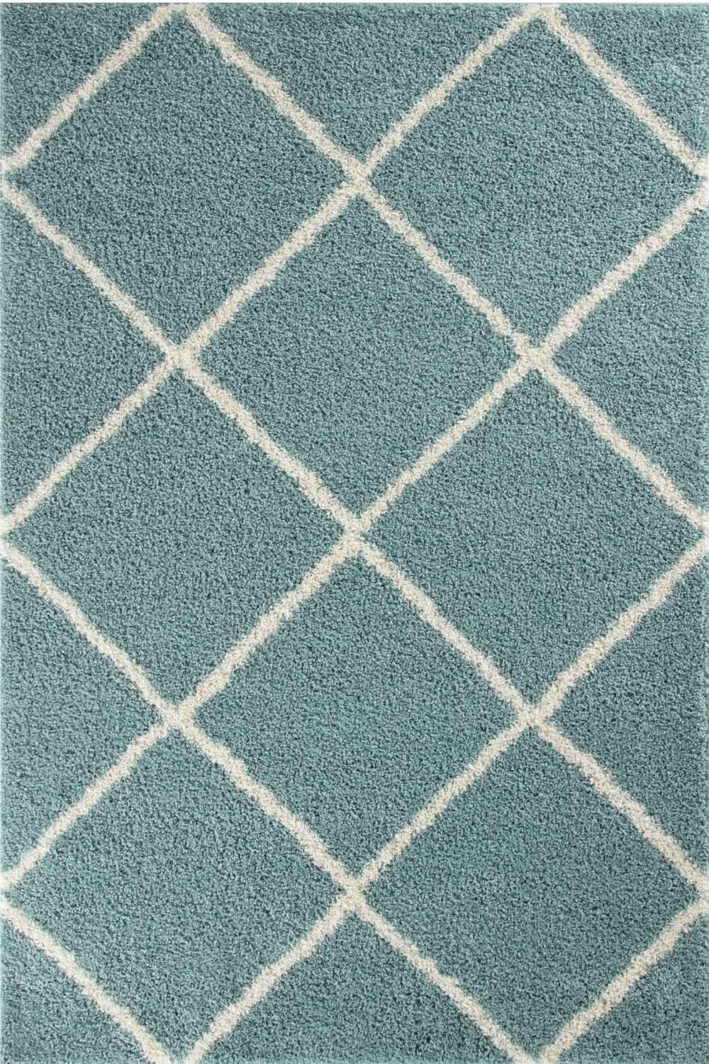 Moroccan Duck Egg Blue Shaggy Rug | 550 - Image 31