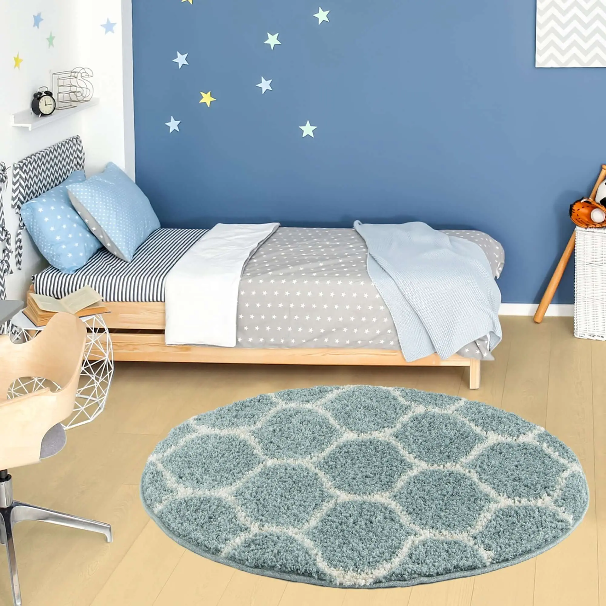 Moroccan Duck Egg Blue Shaggy Rug | 650 - Image 20