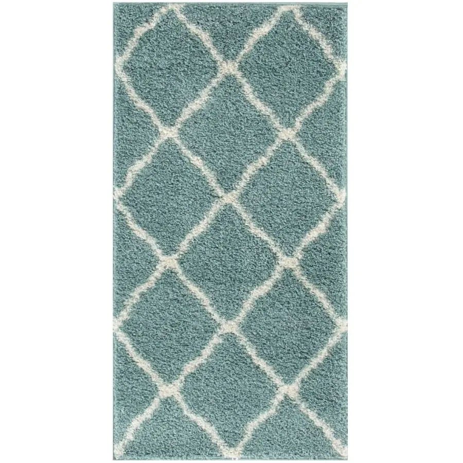 Moroccan Duck Egg Blue Shaggy Rug | 750 - Image 24