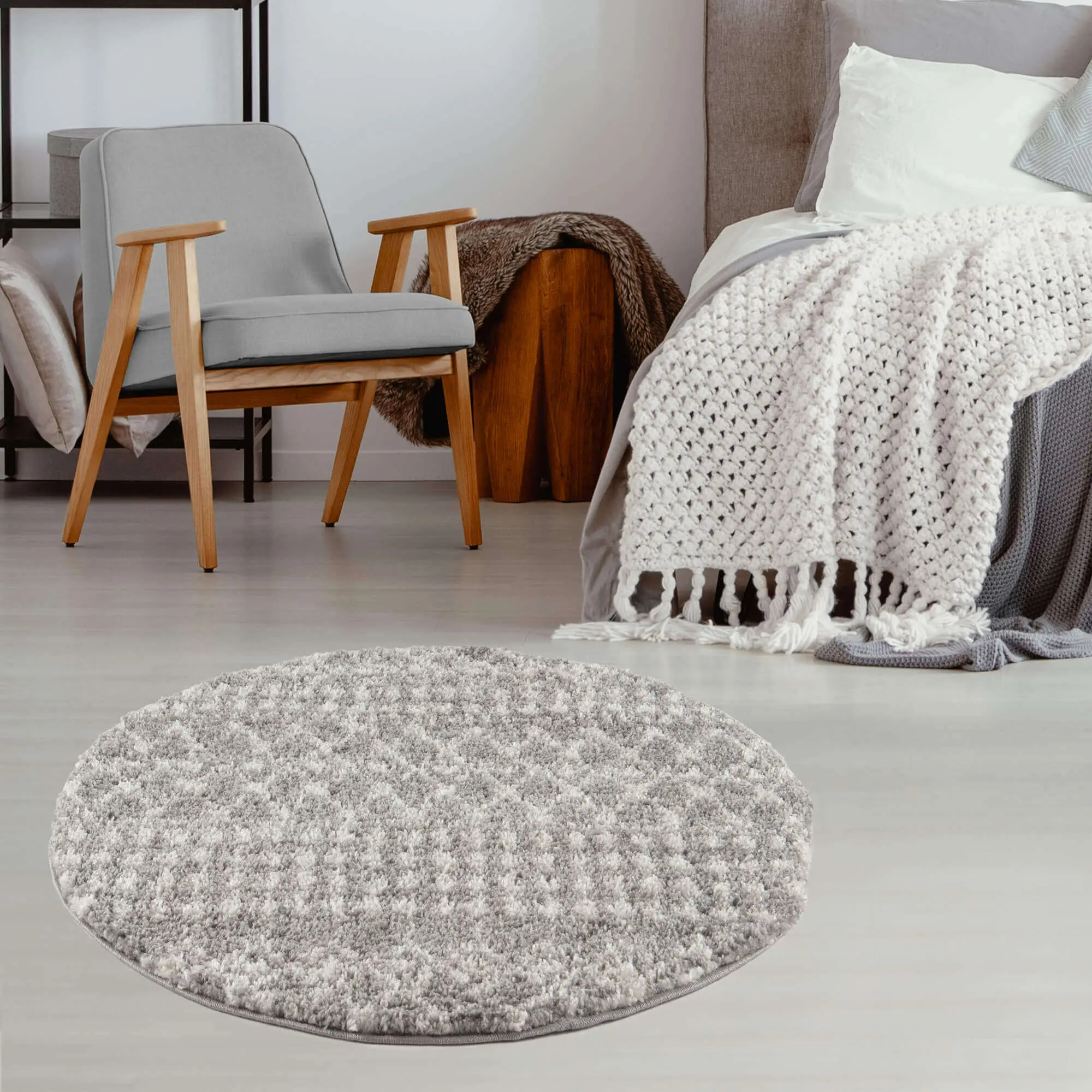 Moroccan Grey Shaggy Rug | 1010 - Image 13