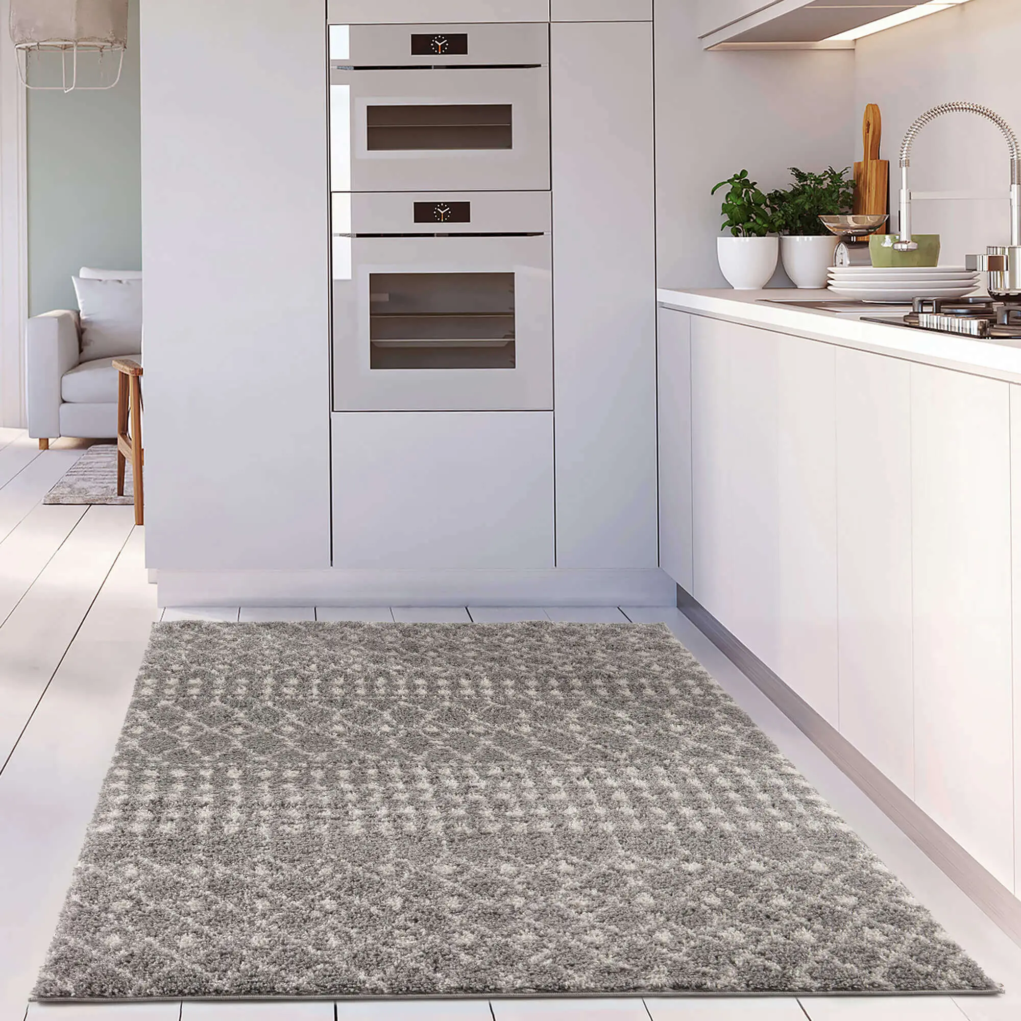 Moroccan Grey Shaggy Rug | 1010 - Image 8