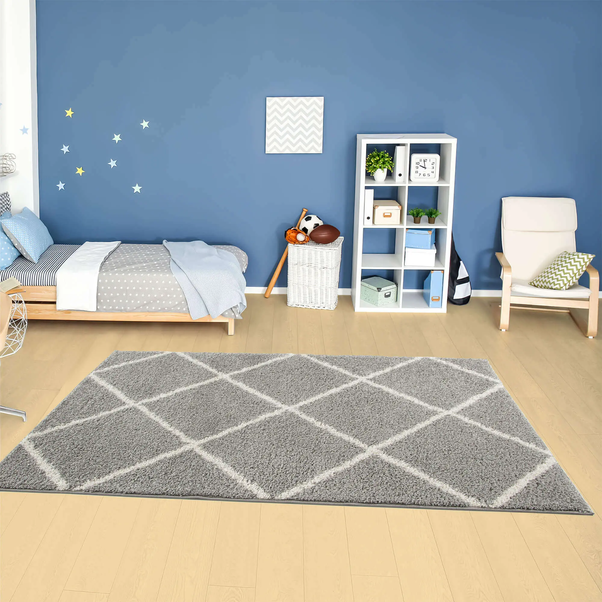 Moroccan Grey Shaggy Rug | 510 - Image 9