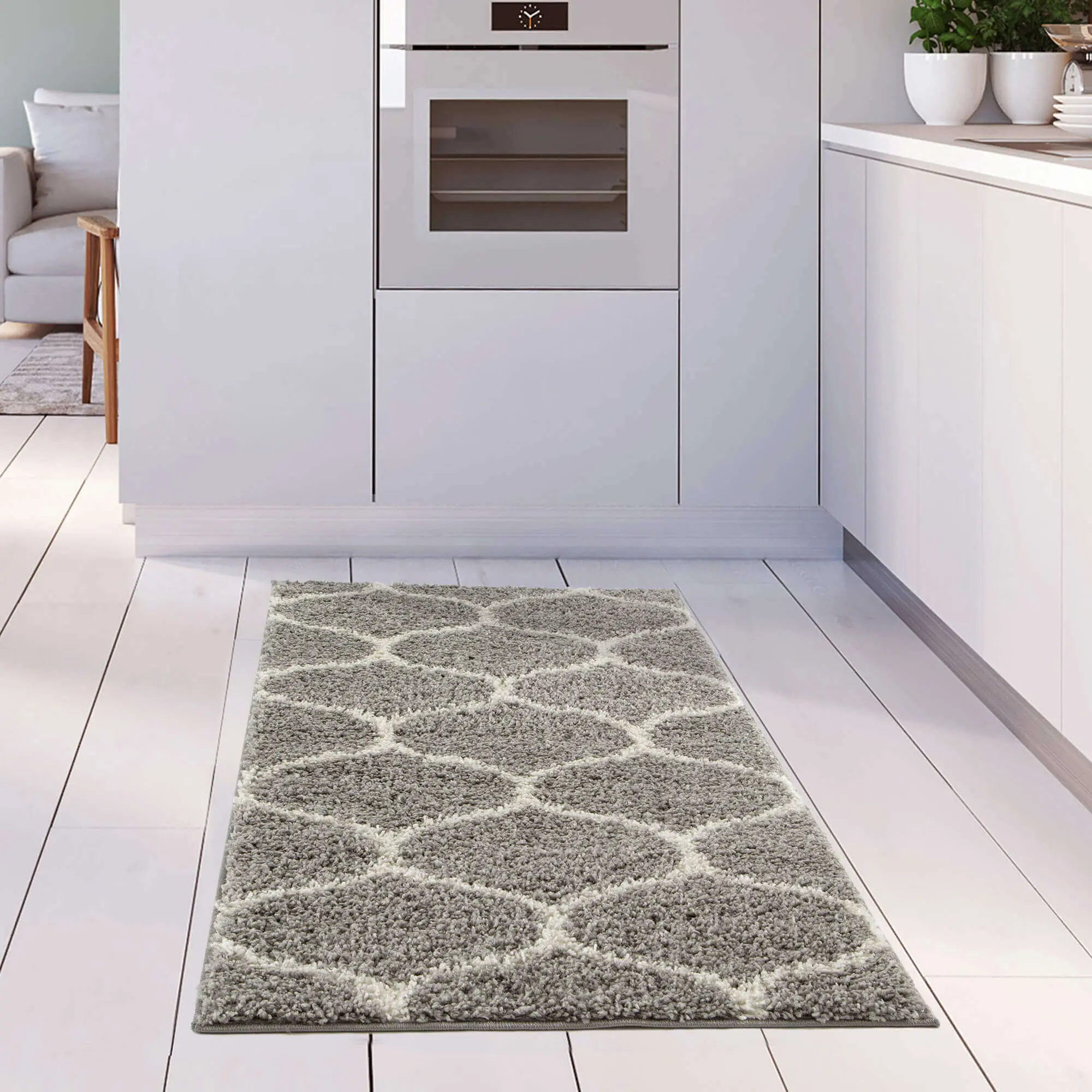 Moroccan Grey Shaggy Rug | 610 - Image 29