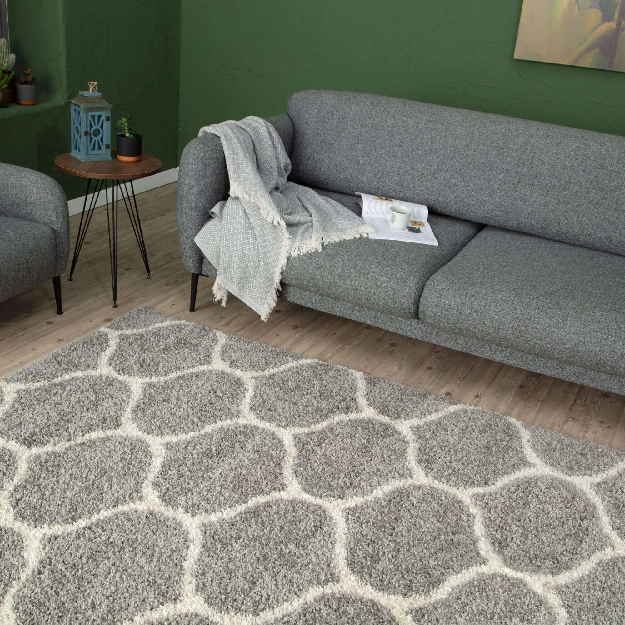 Moroccan Grey Shaggy Rug | 610 - Image 8