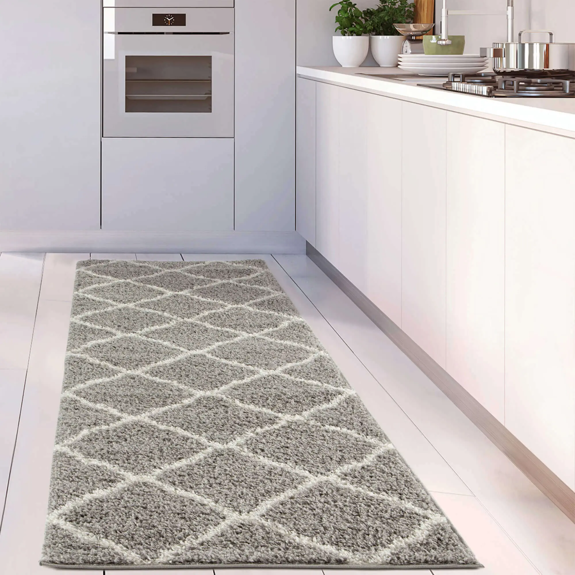 Moroccan Grey Shaggy Rug | 710 - Image 18