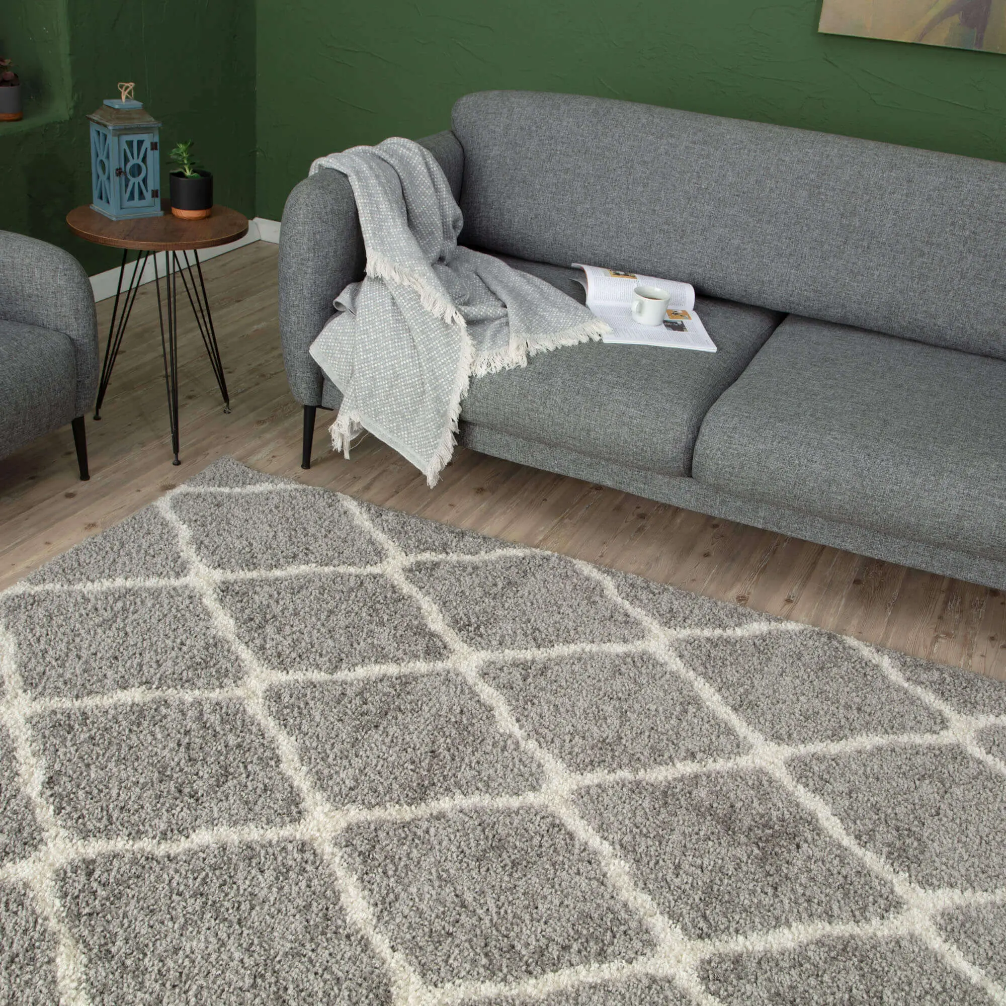 Moroccan Grey Shaggy Rug | 710 - Image 4