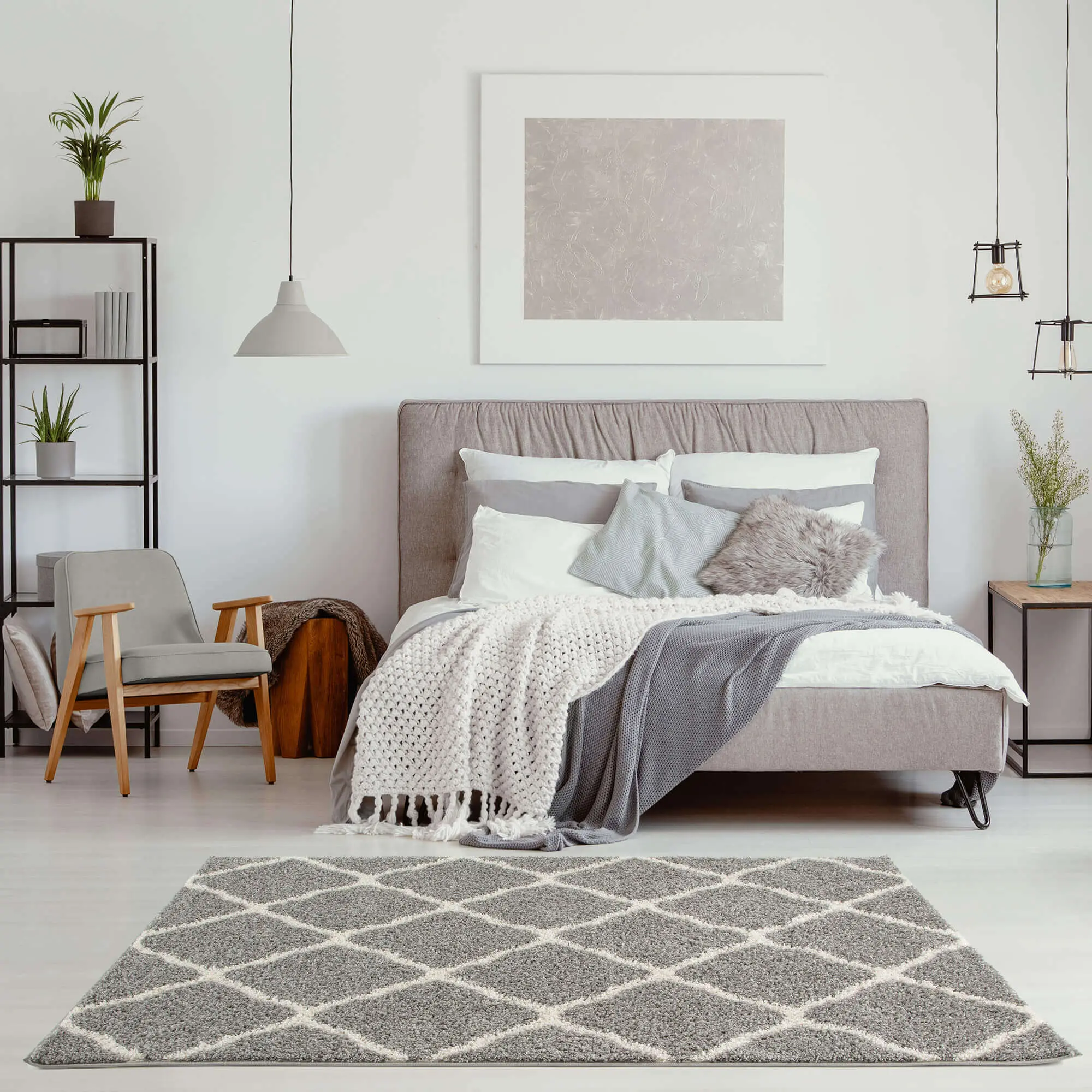 Moroccan Grey Shaggy Rug | 710 - Image 9