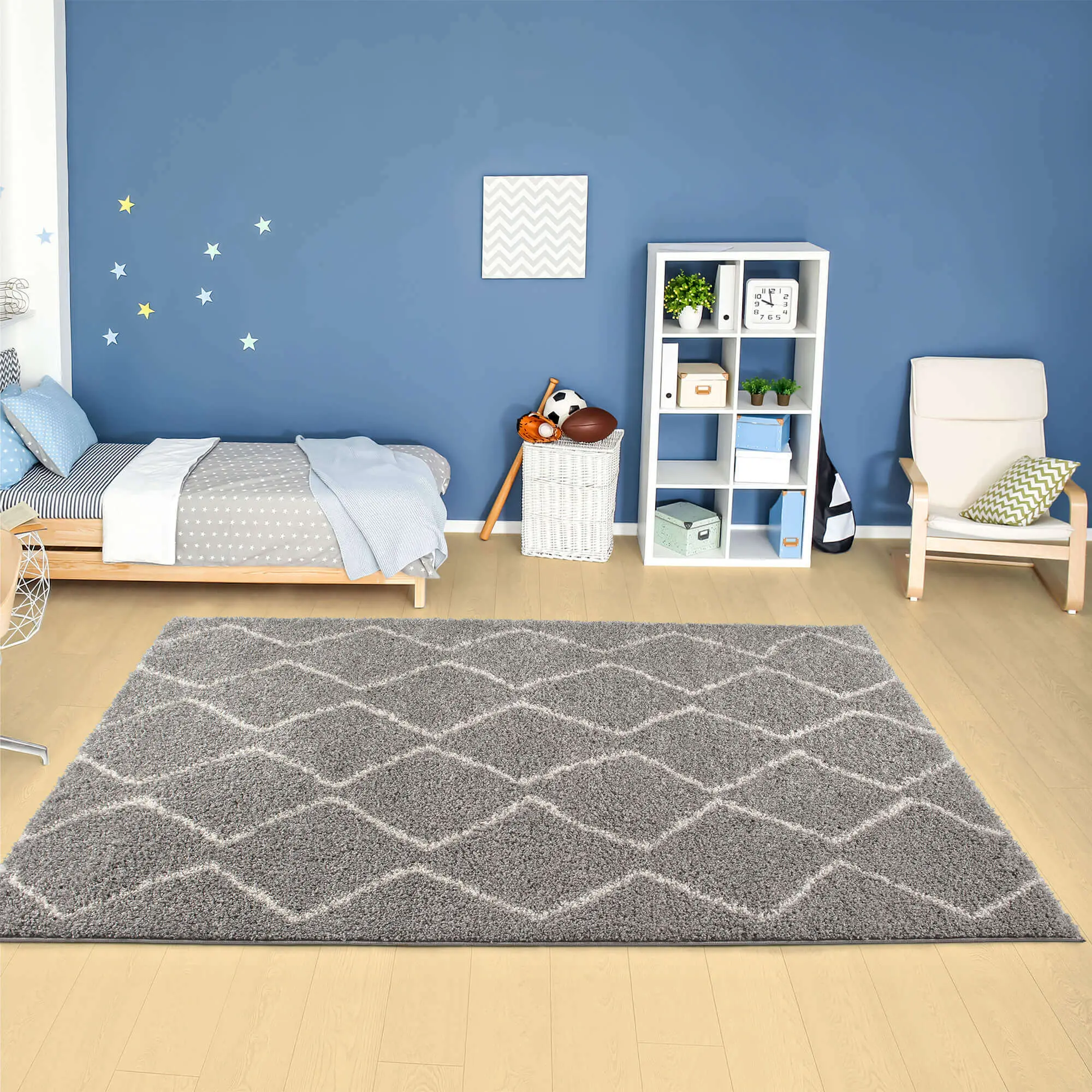 Moroccan Grey Shaggy Rug | 810 - Image 10