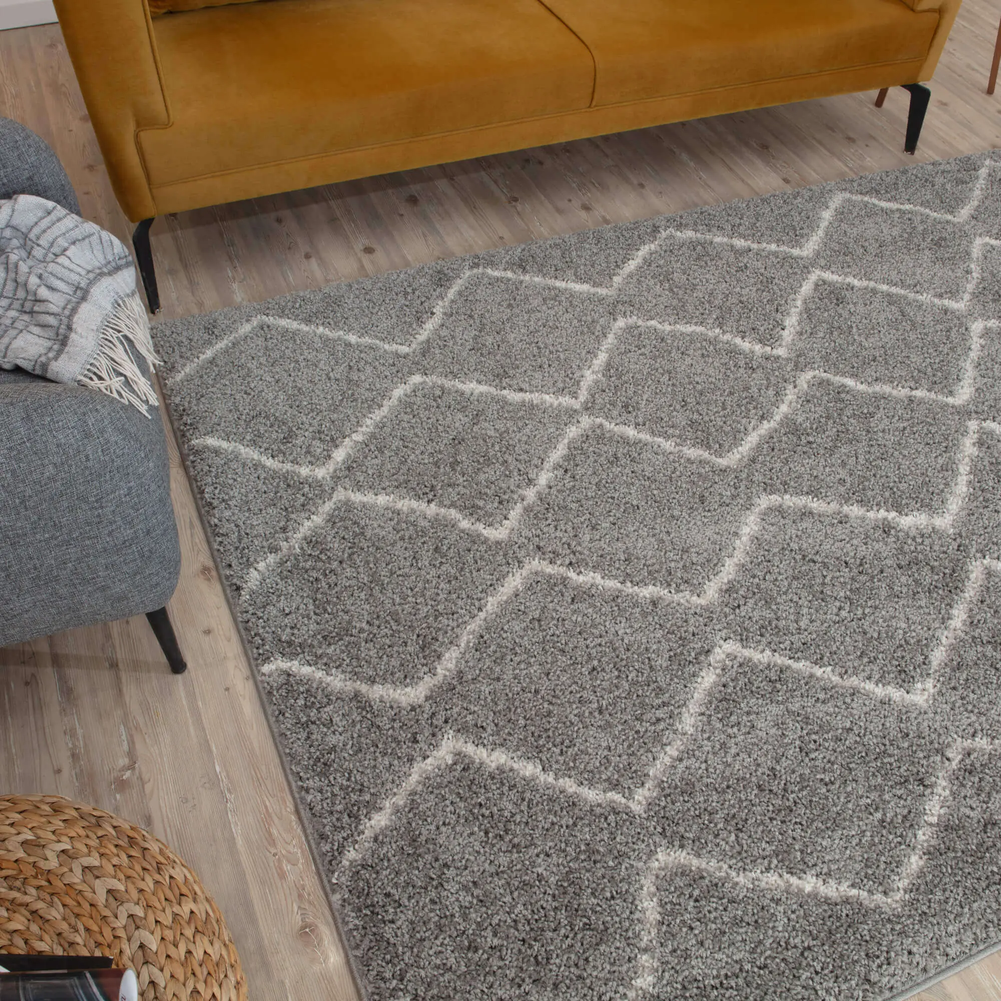 Moroccan Grey Shaggy Rug | 810 - Image 9