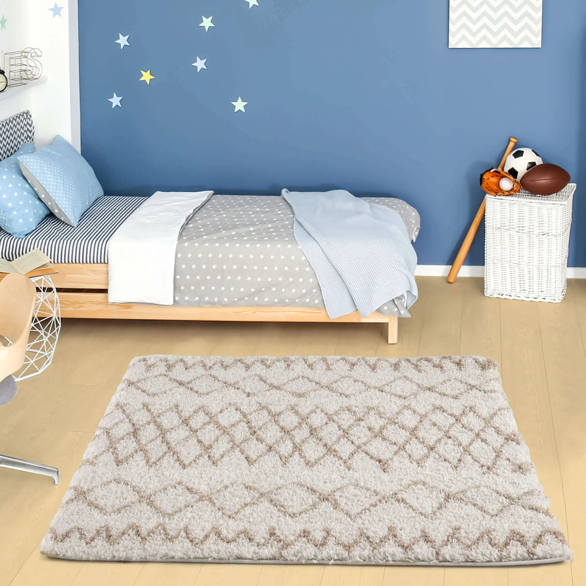 Moroccan Ivory Beige Shaggy Rug | 930 - Image 20