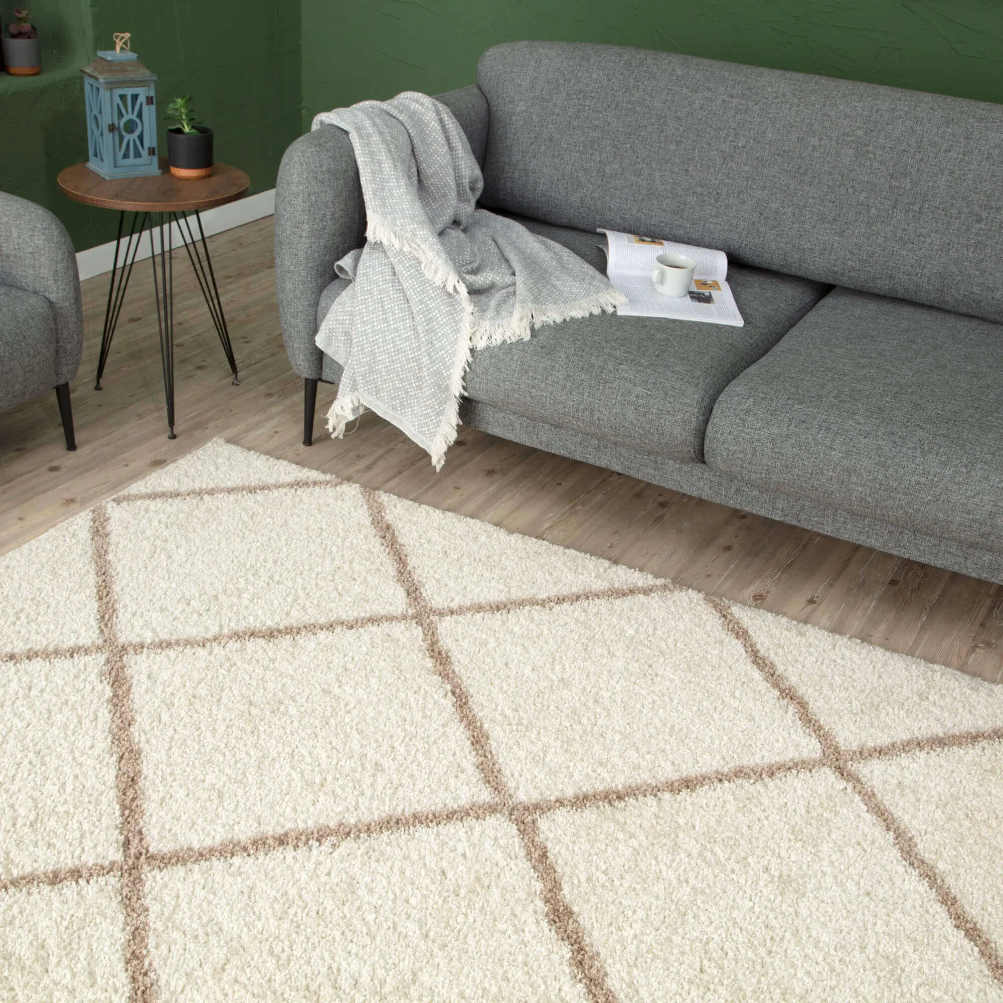 Moroccan Ivory Shaggy Rug | 530 - Image 7