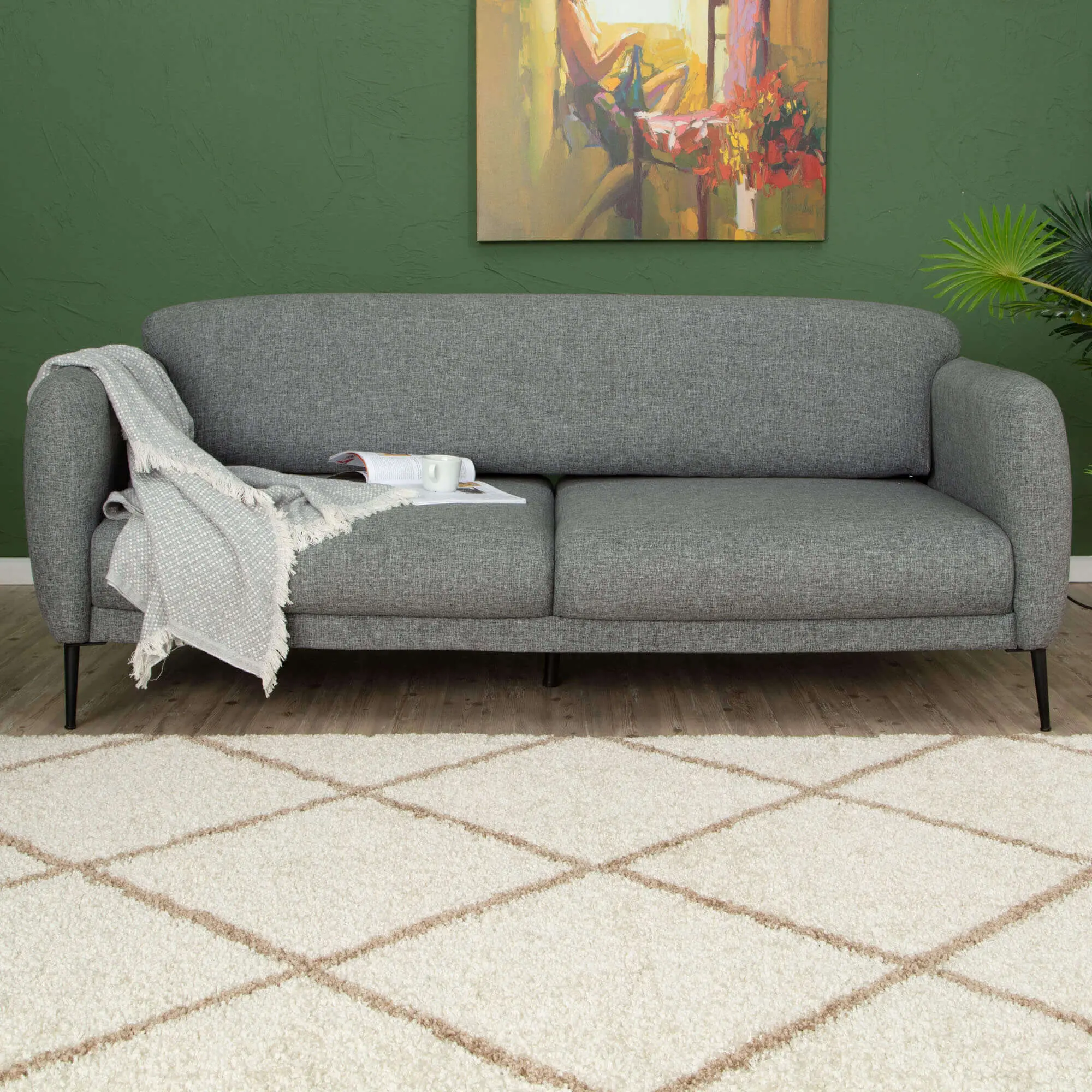 Moroccan Ivory Shaggy Rug | 530 - Image 9