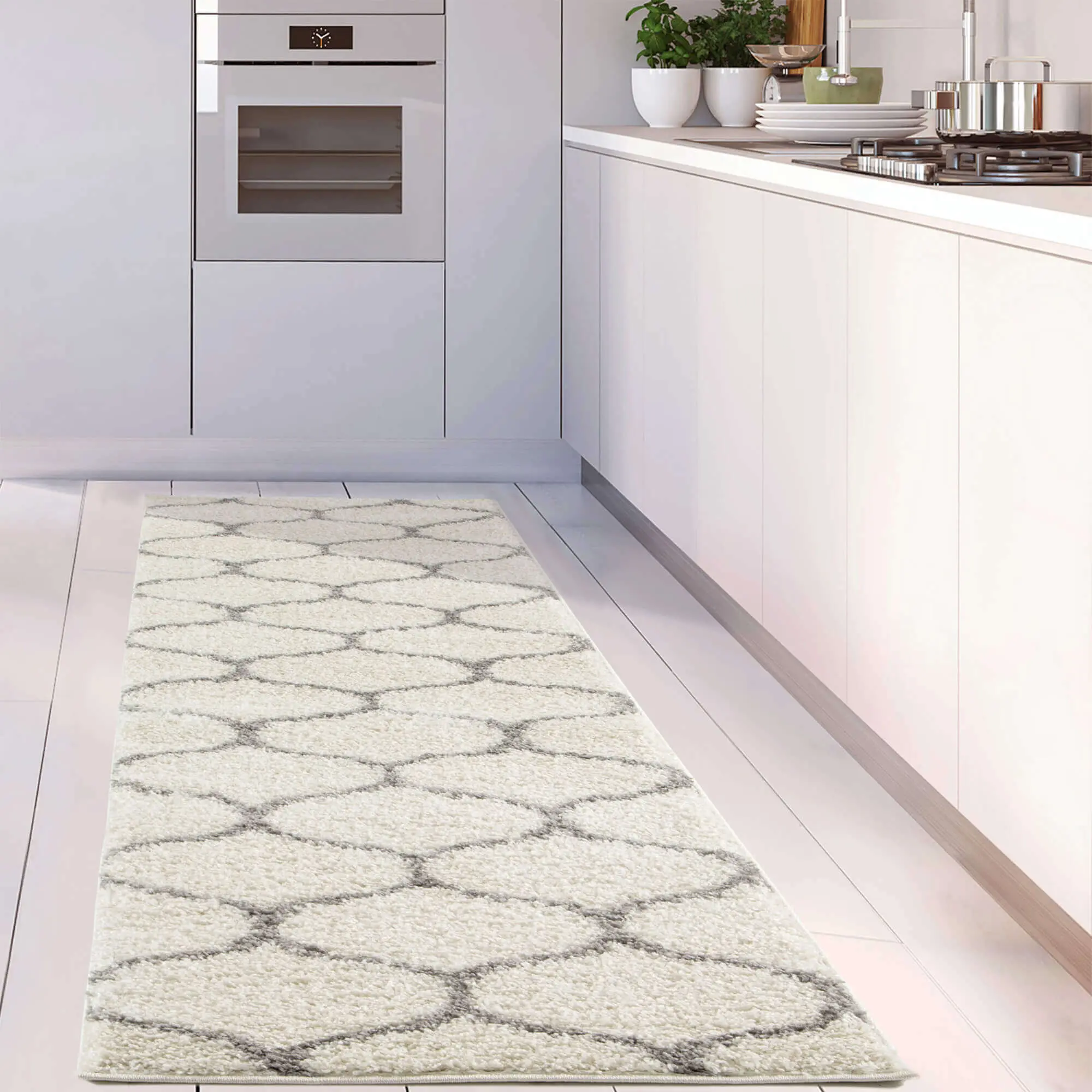 Moroccan Ivory Shaggy Rug | 600 - Image 10