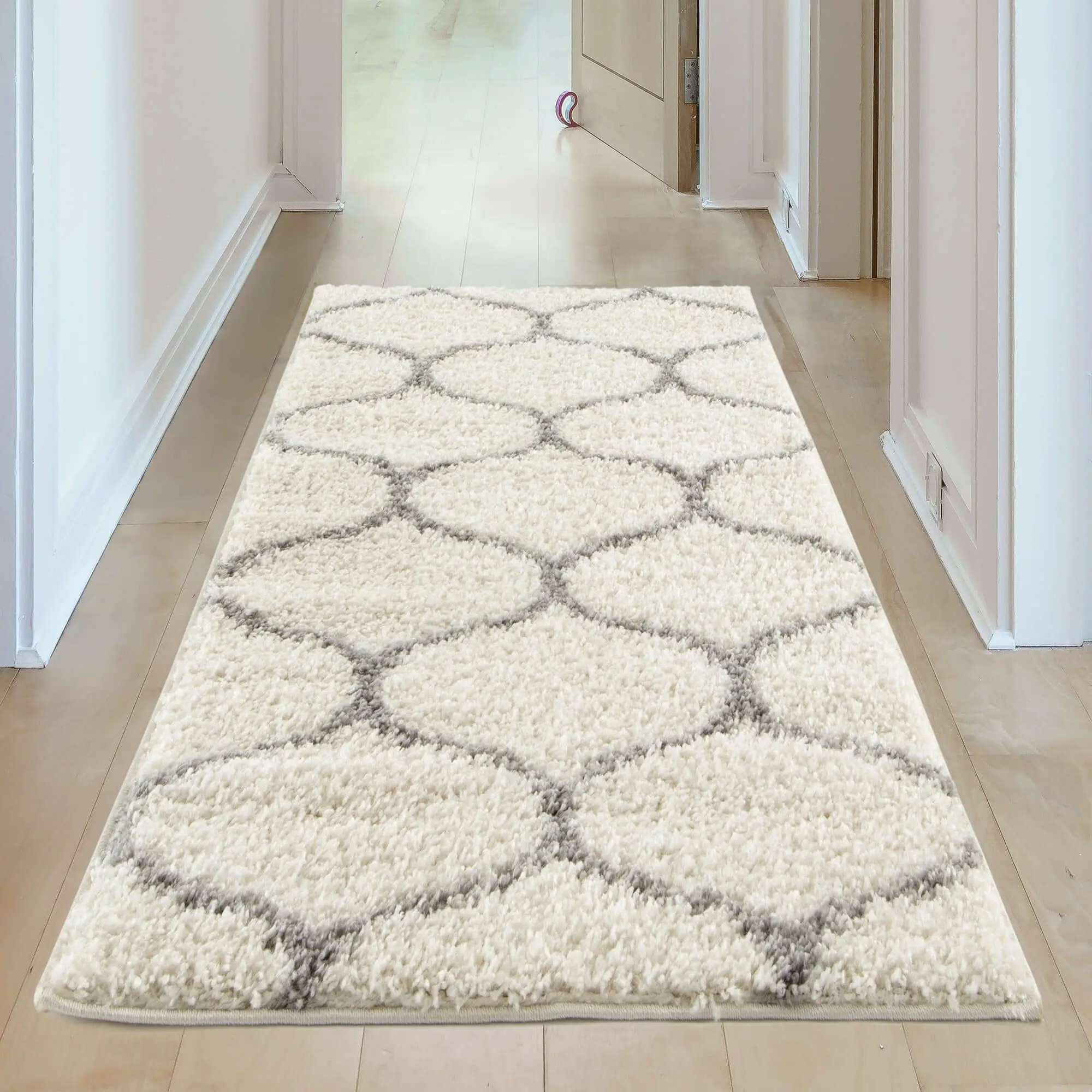 Moroccan Ivory Shaggy Rug | 600 - Image 22