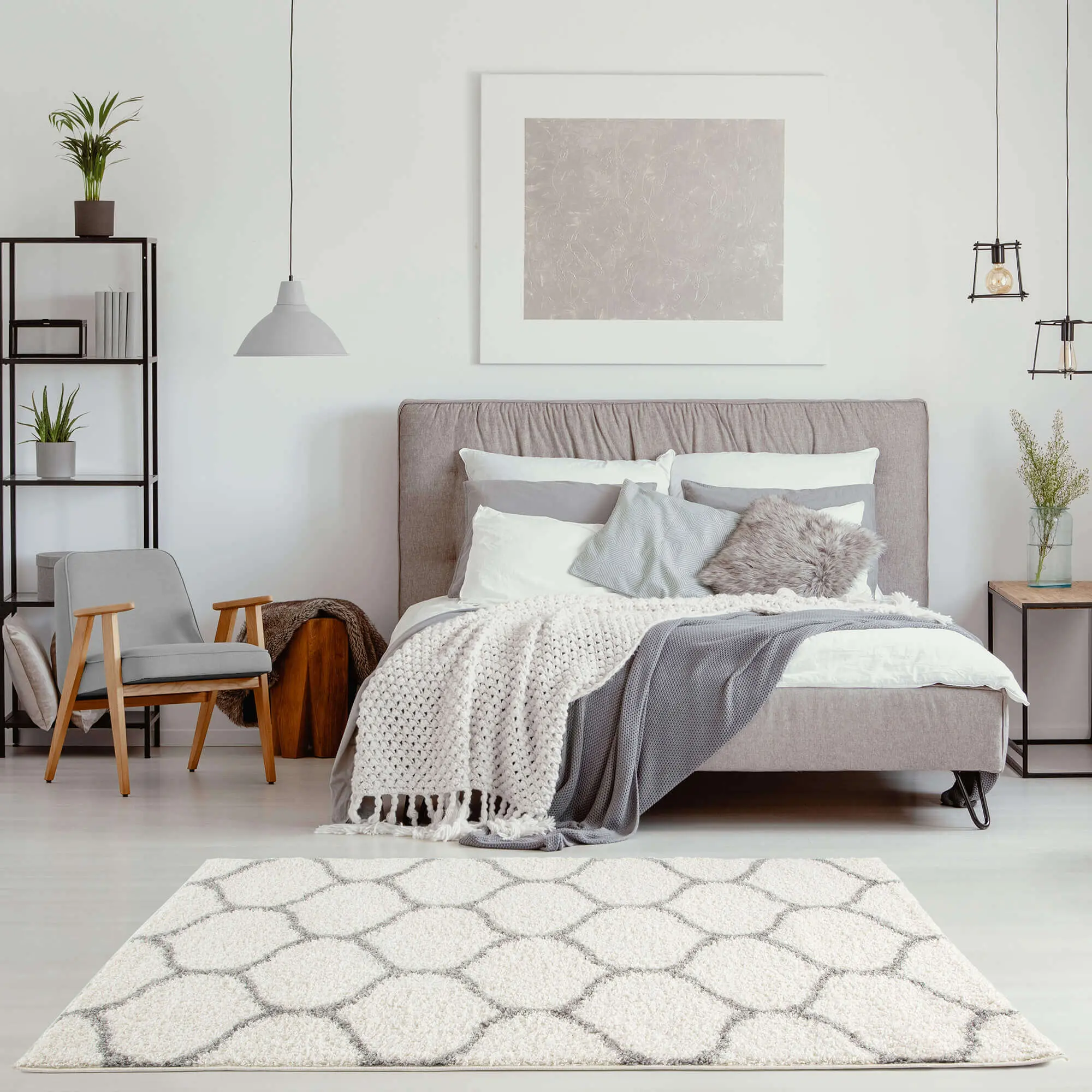 Moroccan Ivory Shaggy Rug | 600 - Image 6