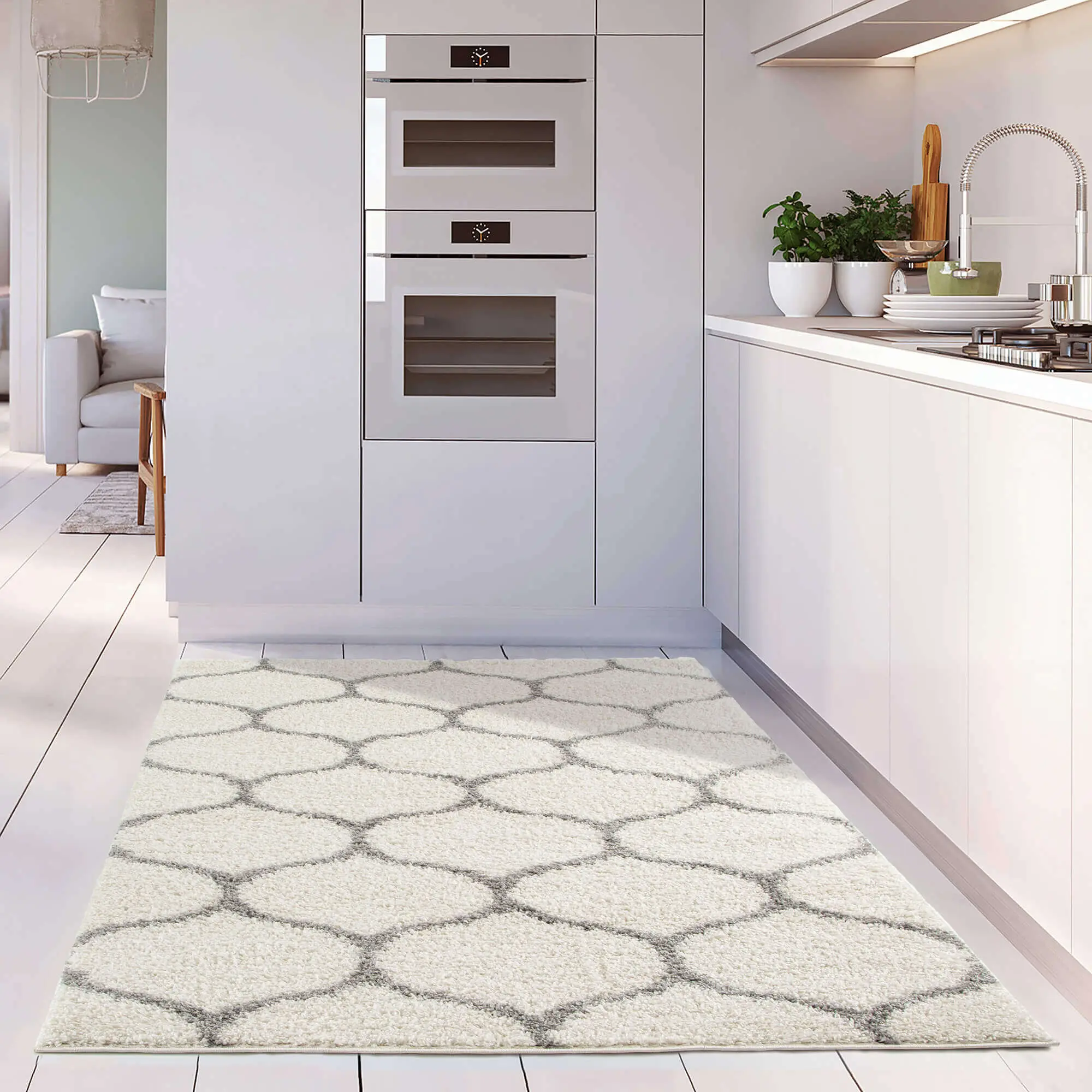 Moroccan Ivory Shaggy Rug | 600 - Image 7