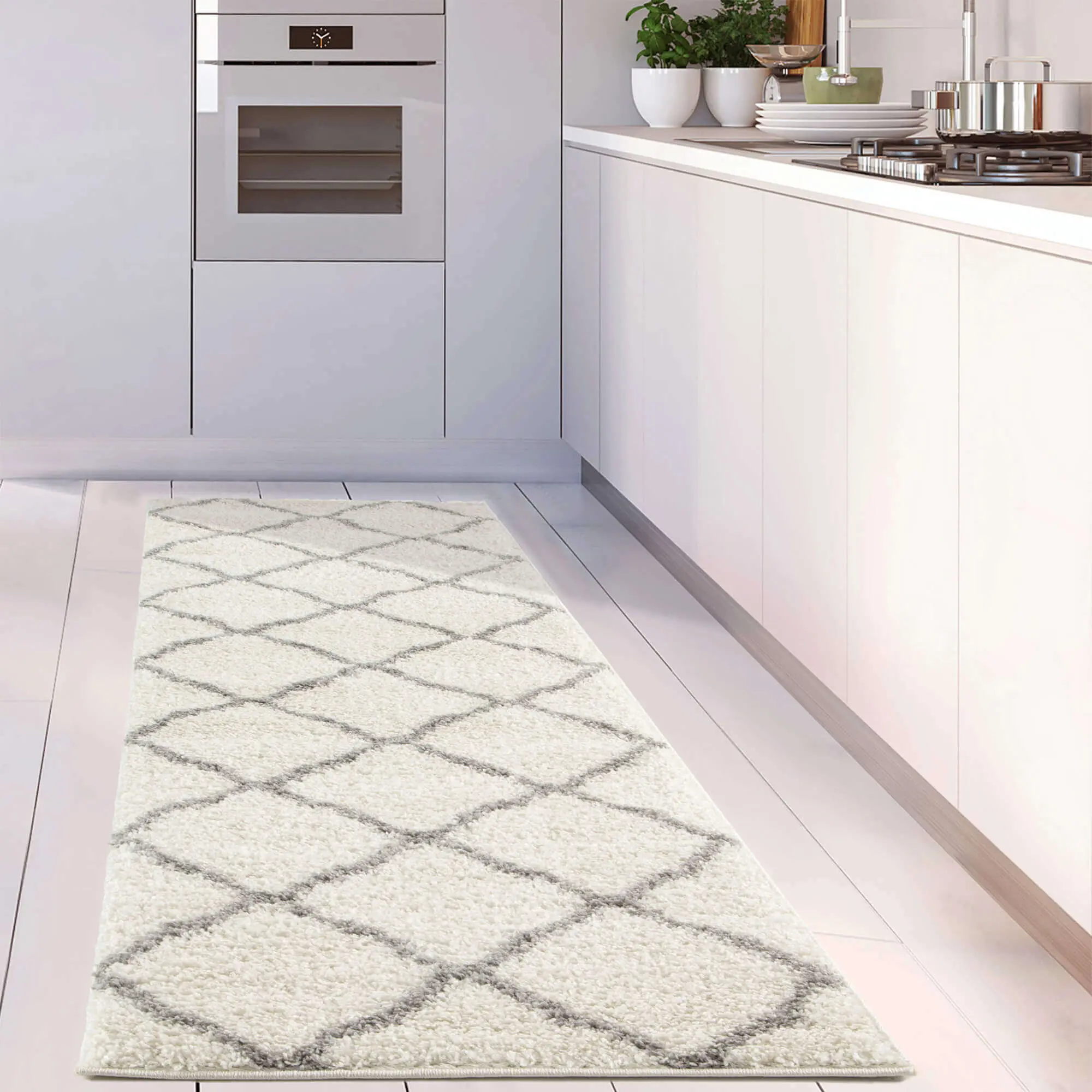 Moroccan Ivory Shaggy Rug | 700 - Image 14