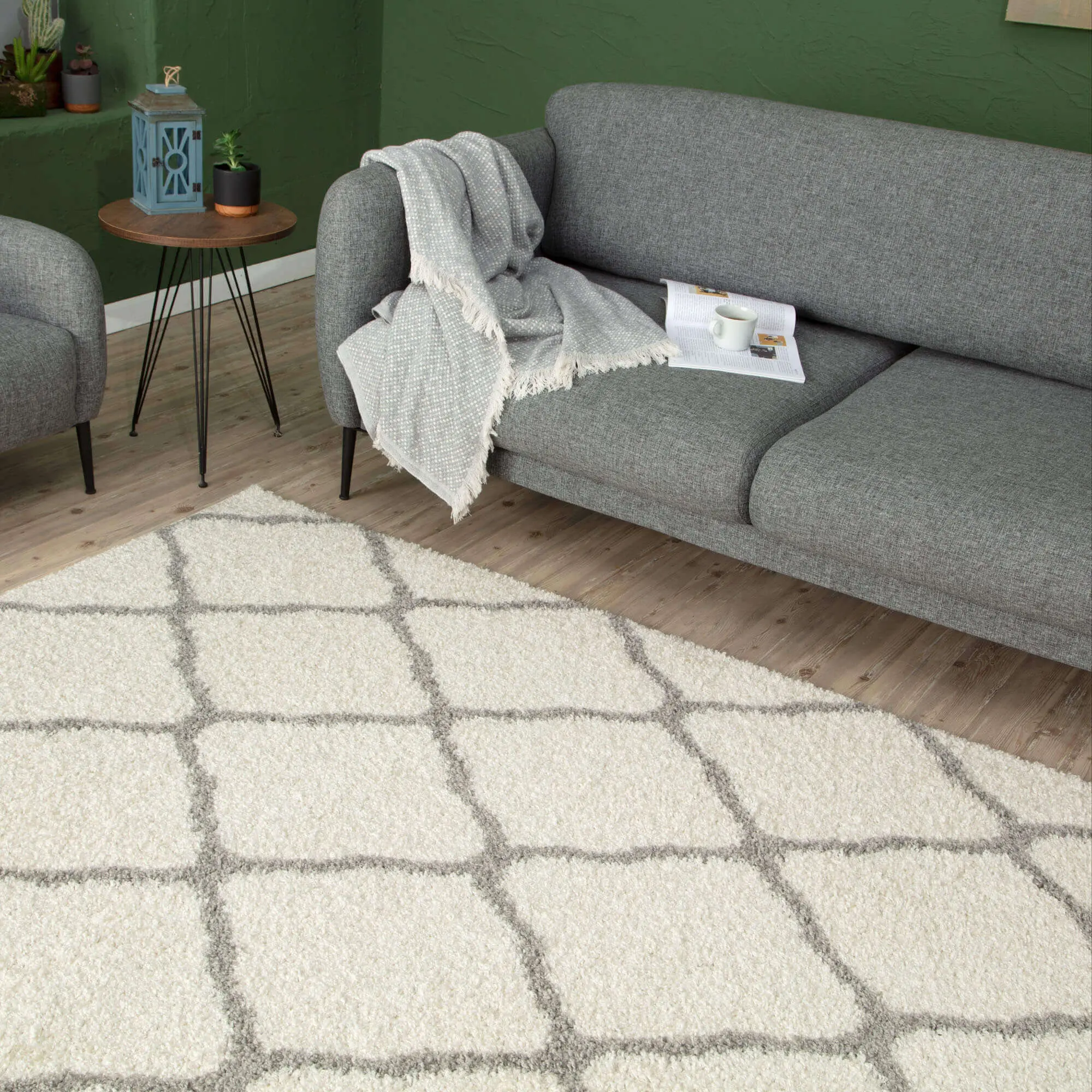 Moroccan Ivory Shaggy Rug | 700 - Image 24