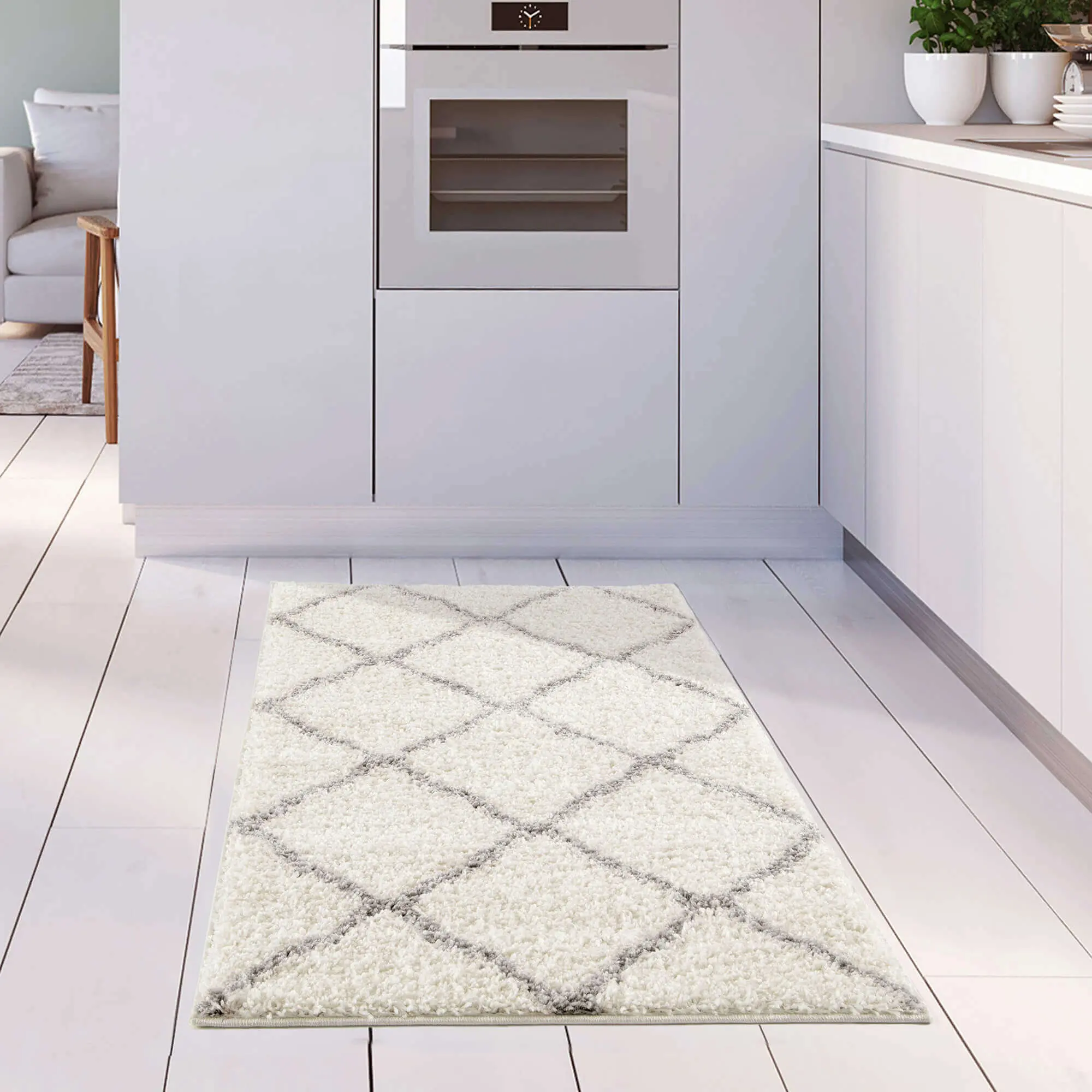 Moroccan Ivory Shaggy Rug | 700 - Image 29