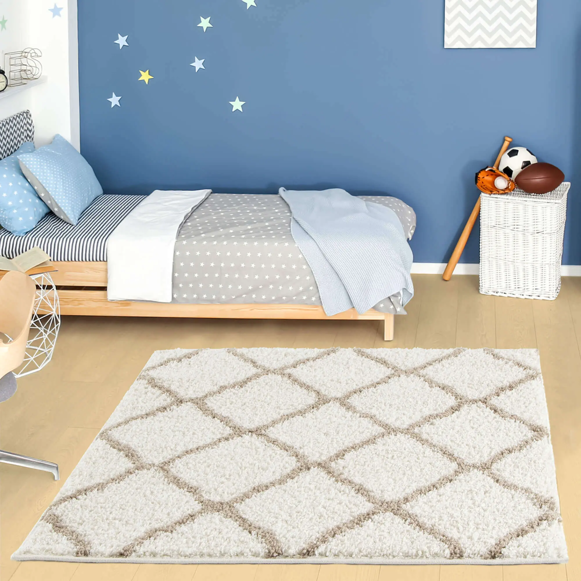 Moroccan Ivory Shaggy Rug | 730 - Image 17