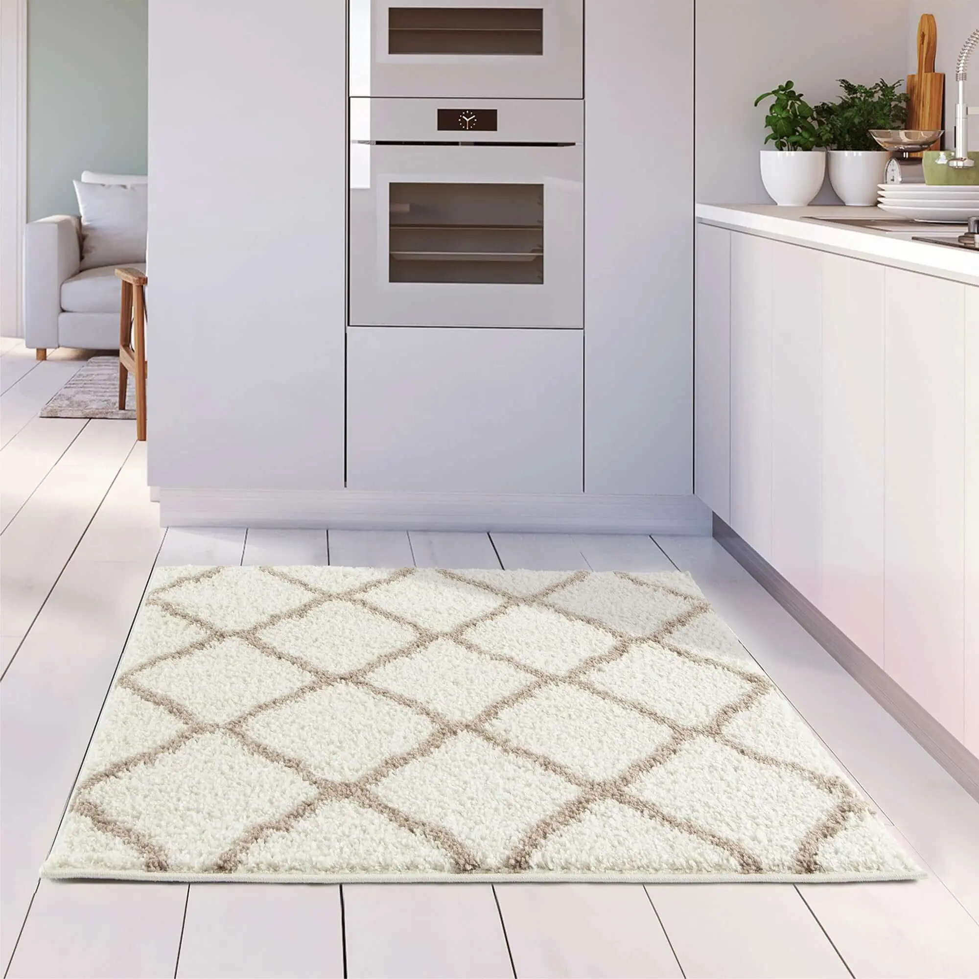 Moroccan Ivory Shaggy Rug | 730 - Image 18