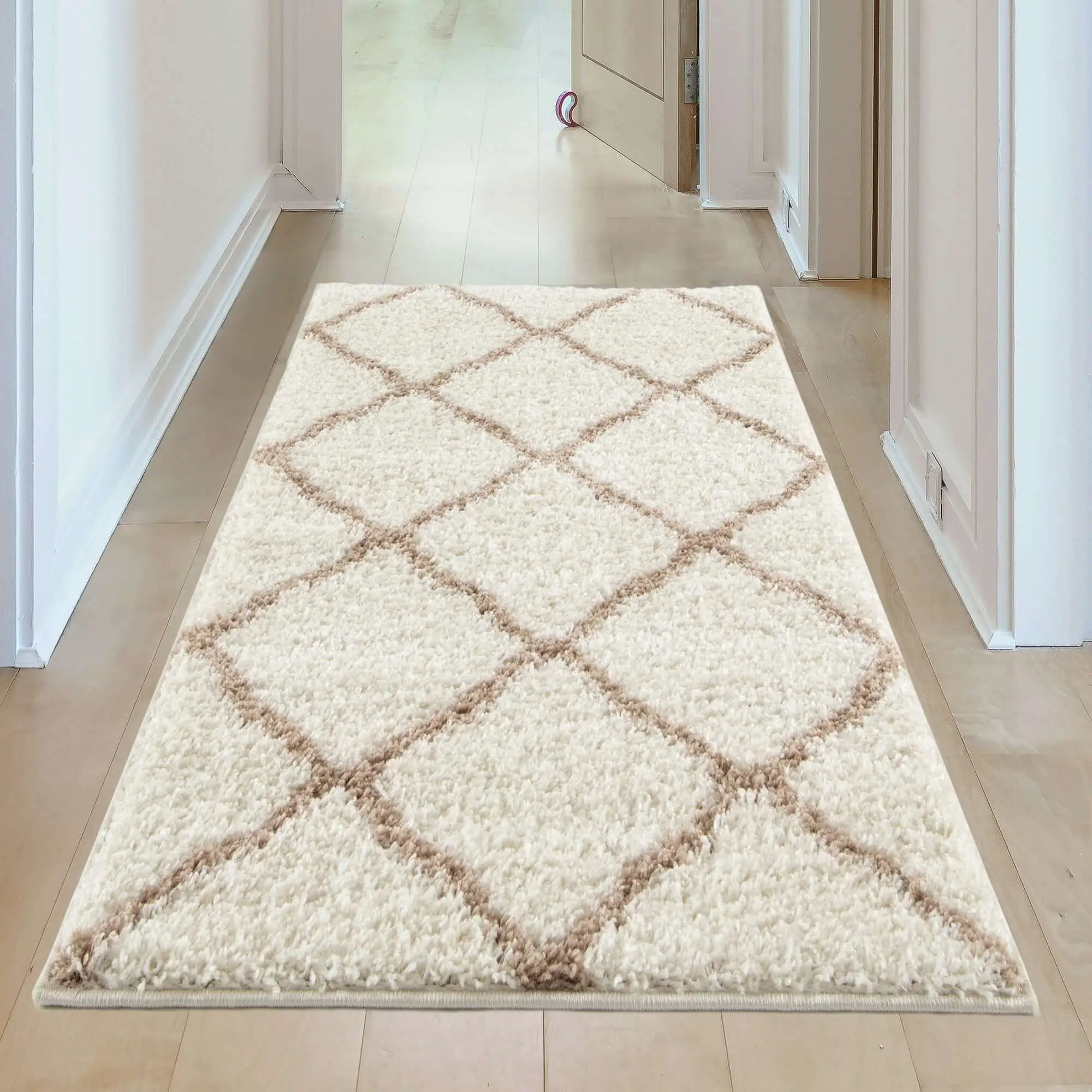 Moroccan Ivory Shaggy Rug | 730 - Image 20
